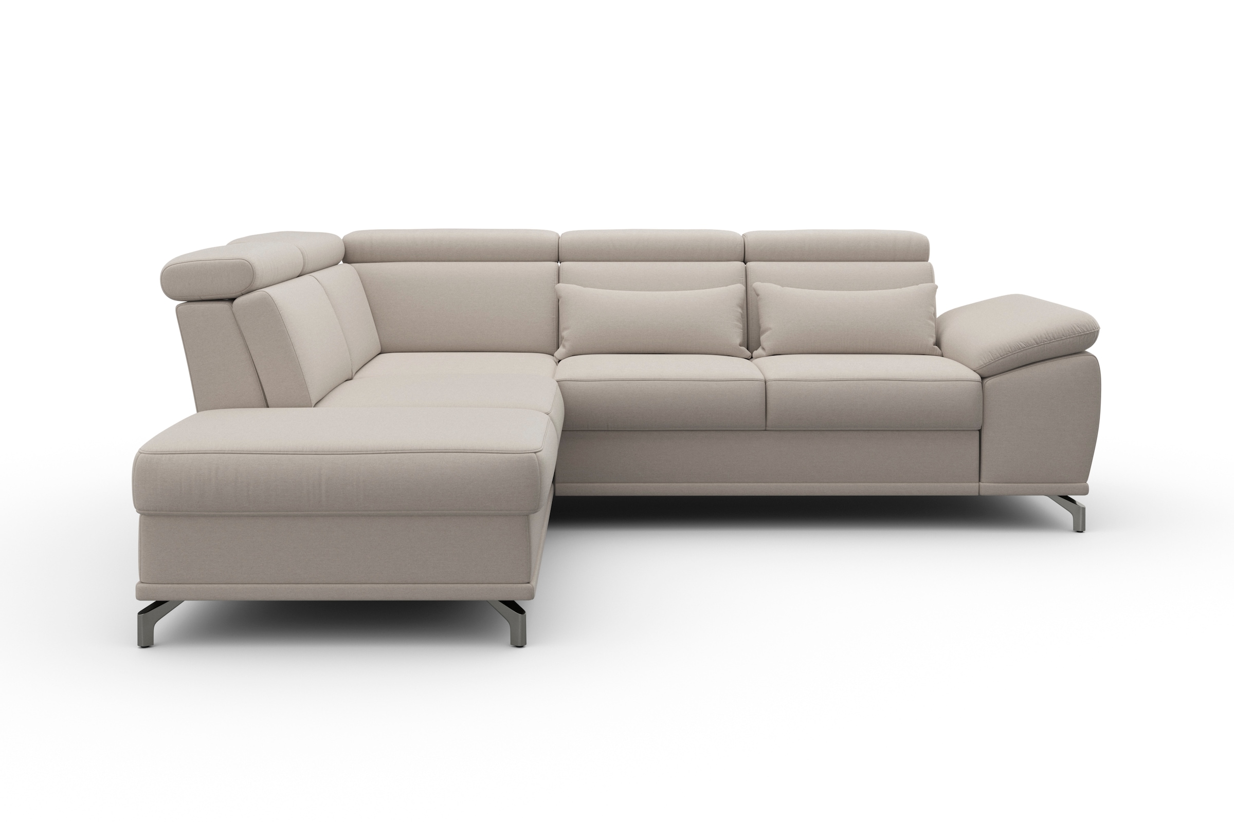 sit&more Ecksofa »Cabrio L-Form, mit Sitztiefenverstellung, Arm- und Kopfteilverstellung«, 3 Nierenkissen, Federkern, optional Bettfunktion und Stauraum