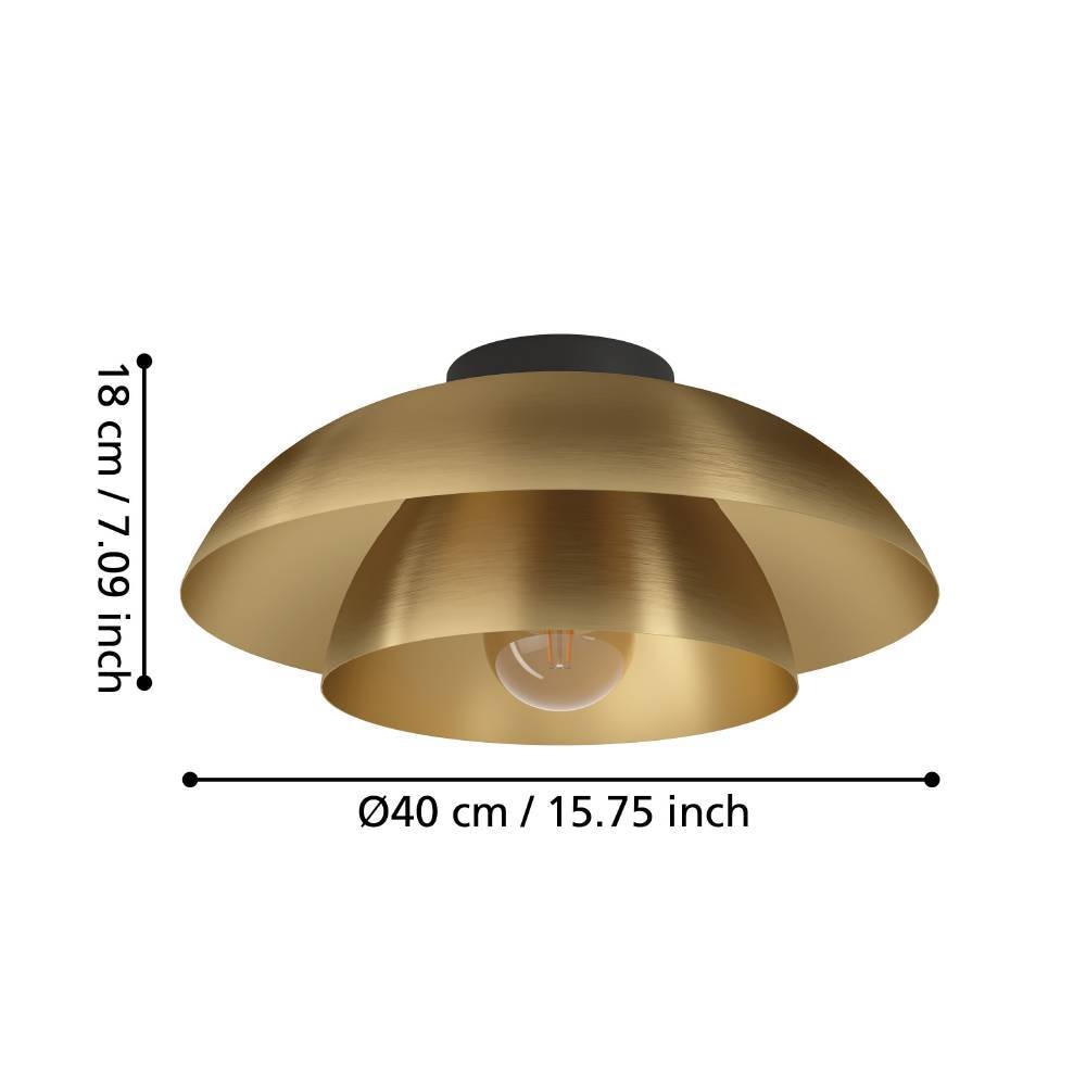 EGLO Deckenleuchte »CENCIARA Deckenlampe, Stahl, E27, IP20, Wohnzimmerlampe, Flurlampe«, 1 flammig, Leuchtmittel E27 | ohne Leuchtmittel, Wand-/Deckenleuchte - H18 x Ø40 cm - schwarz - 1X40W exkl.
