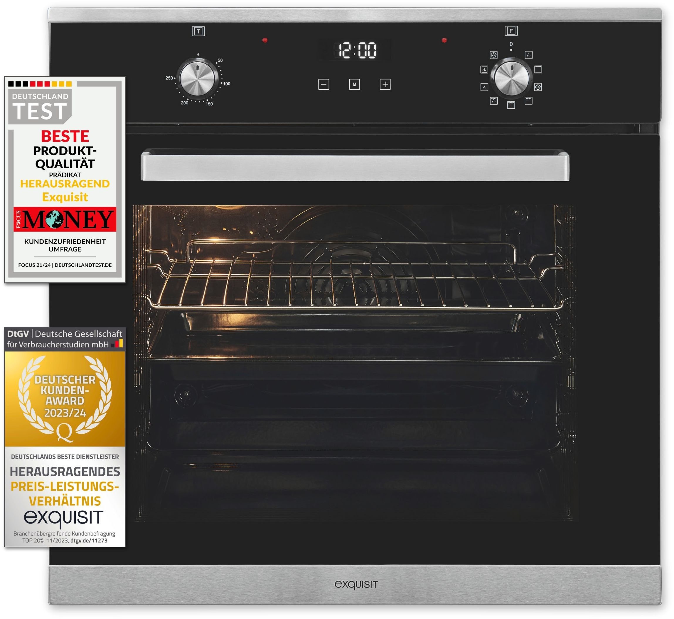 exquisit Backofen »EBE76-9-H-020 inox«, mit 1-fach-Teleskopauszug, Heißluft günstig online kaufen