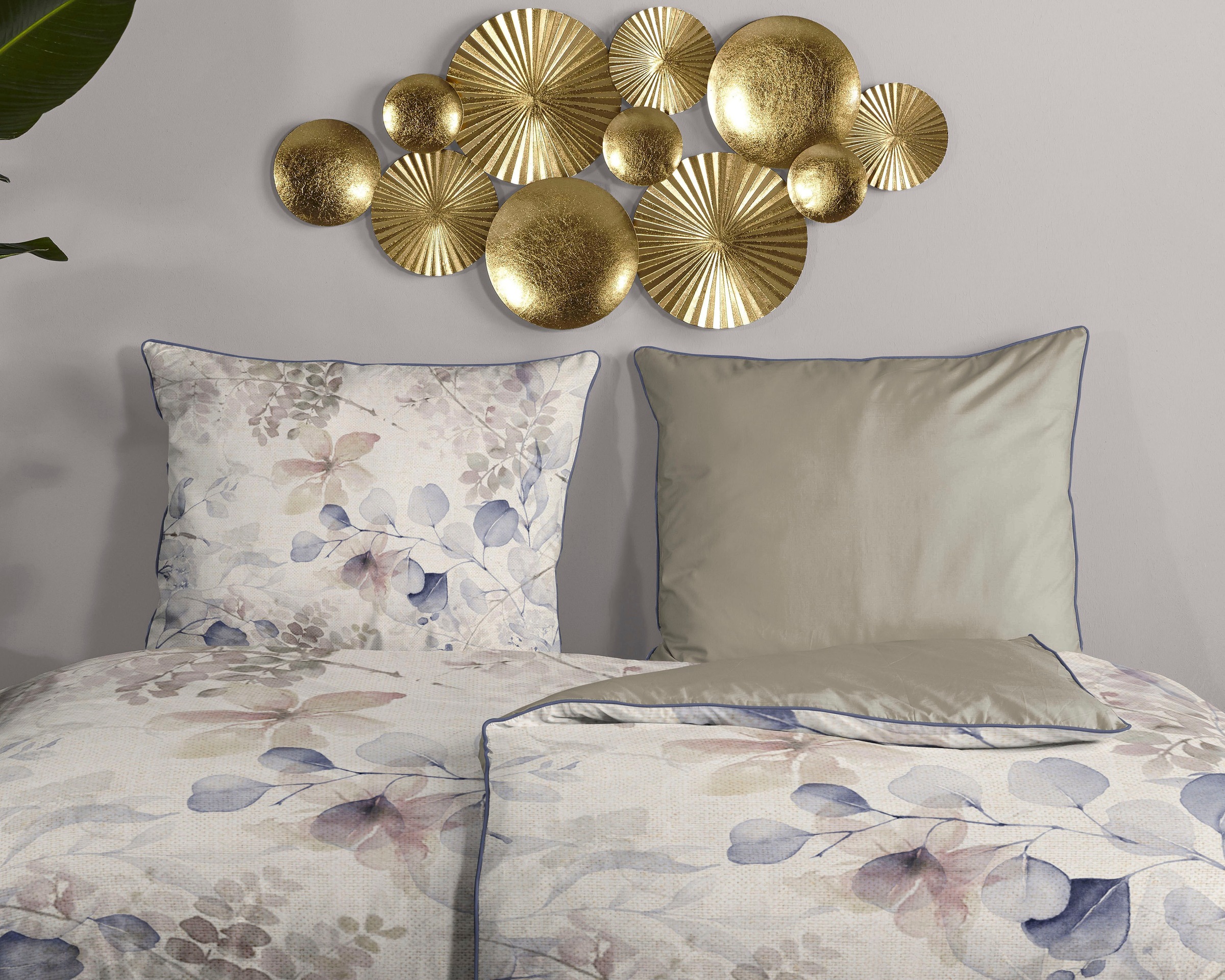 Descanso Wendebettwäsche »Fivien«, Baumwolle, Satin, 135x200, Biese, Reißve günstig online kaufen