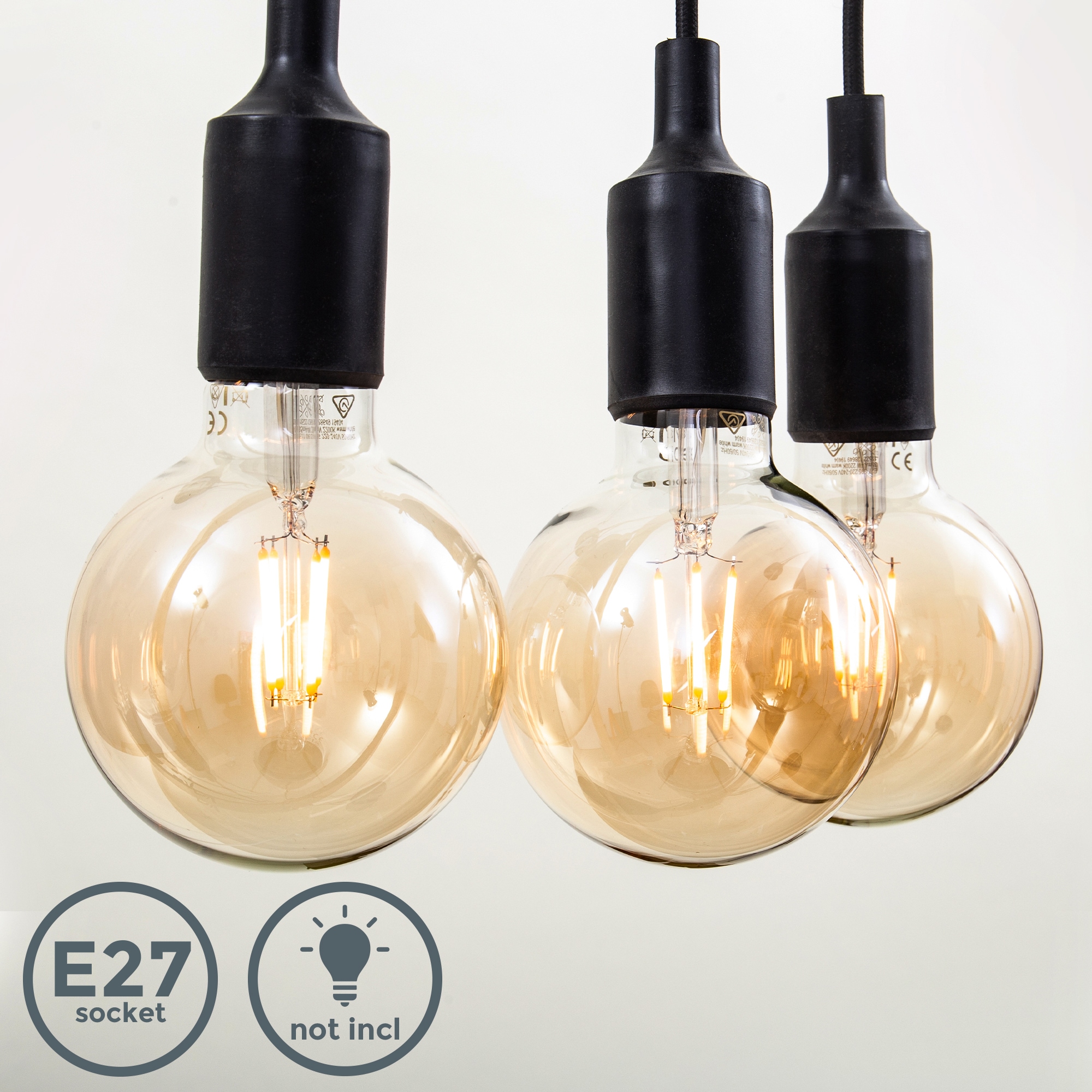 online Pendelleuchte LED B.K.Licht Retro Hängelampe, bestellen Deckenlampe, schwarz, 2m »Nordic«, 3 flammig-flammig, Nordic, Hängeleuchte,