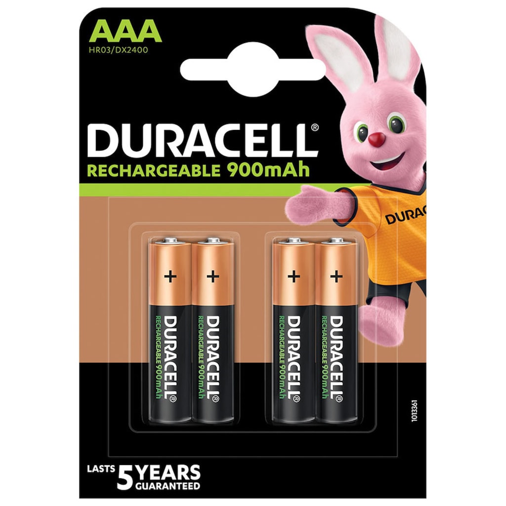 Duracell Batterie »4er Pack Rechargeable AAA 900mAh«, (Packung, 4 St.)