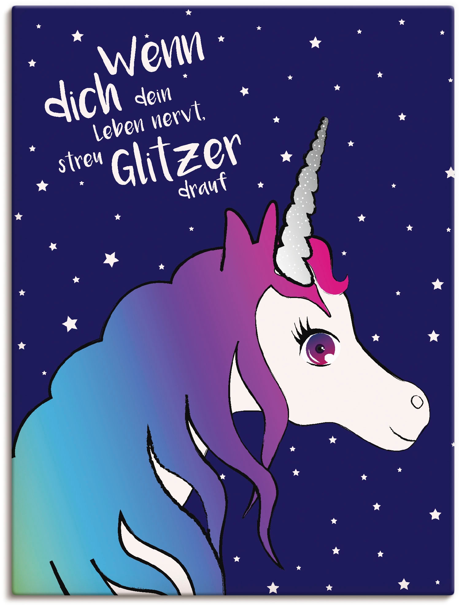 Artland Wandbild Leben«, Glitzer St.), streu in Animal Fantasy, Wandaufkleber Leinwandbild, oder (1 als auf kaufen »Einhorn versch. Größen dein Poster online