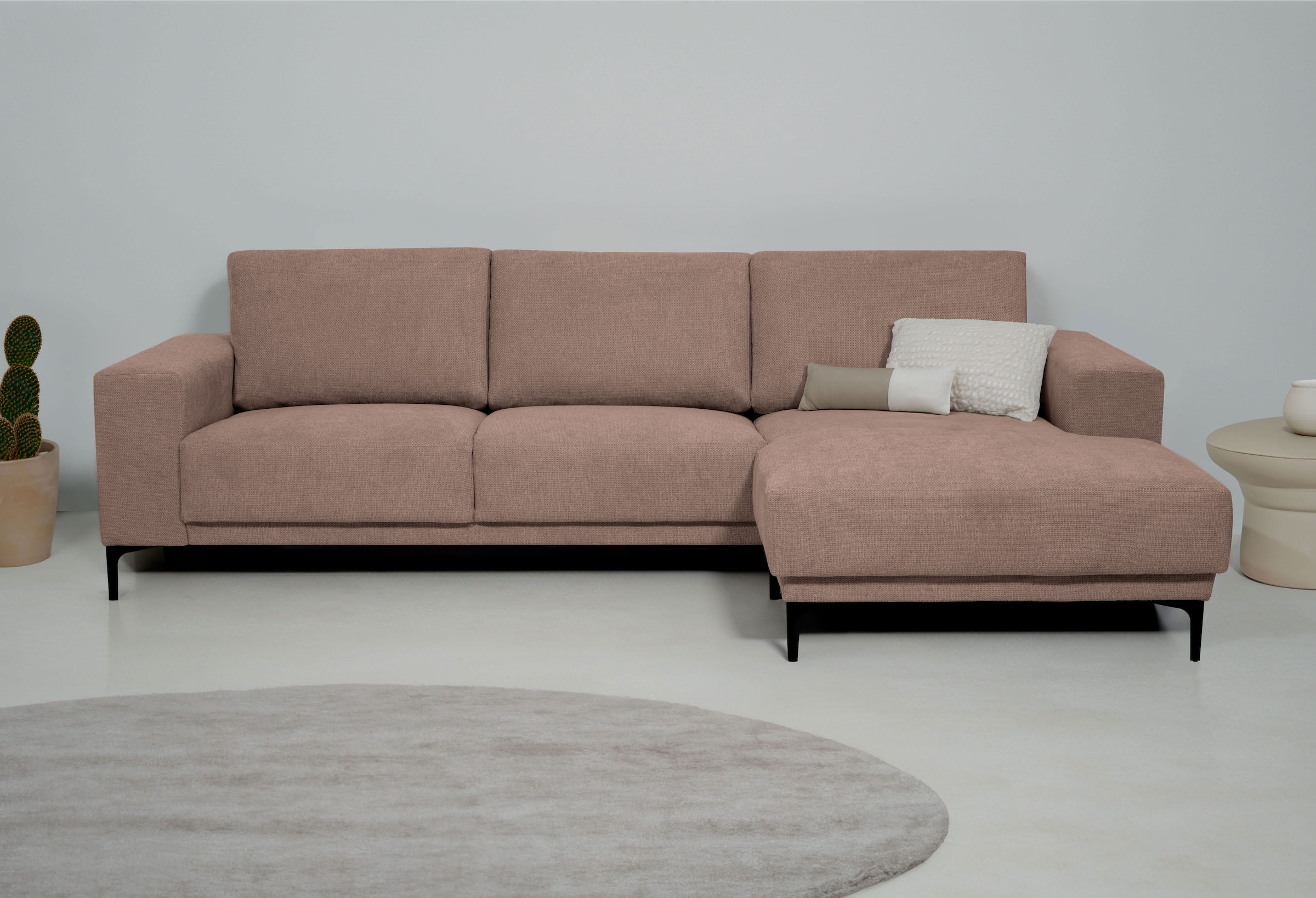 OTTO home Ecksofa »Xander, L-Form,« Breite 280 cm, Soft-Touch Chenille, schwarze Metallfüße