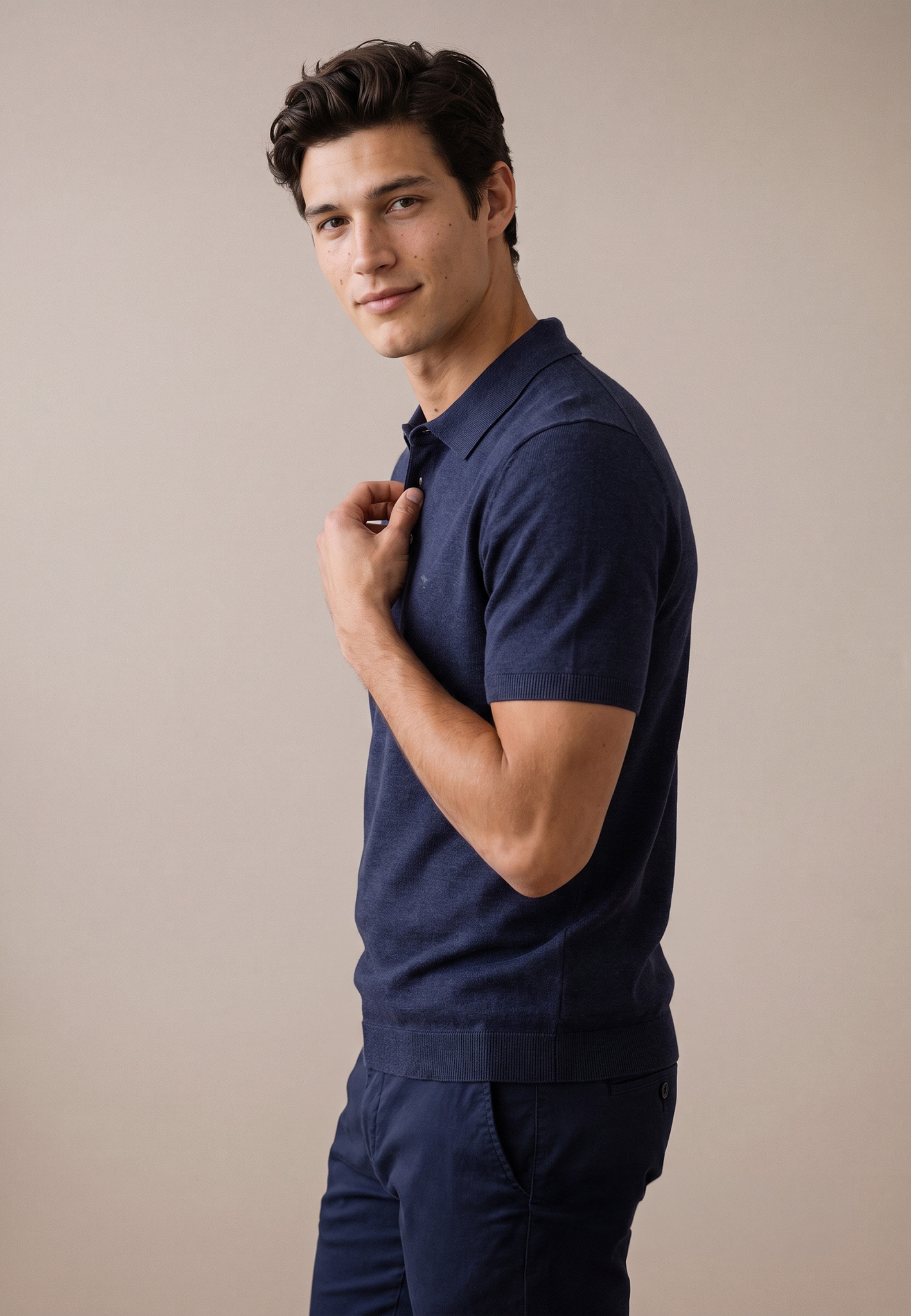 FYNCH-HATTON Polokragenpullover Sommershirt mit Stickerei