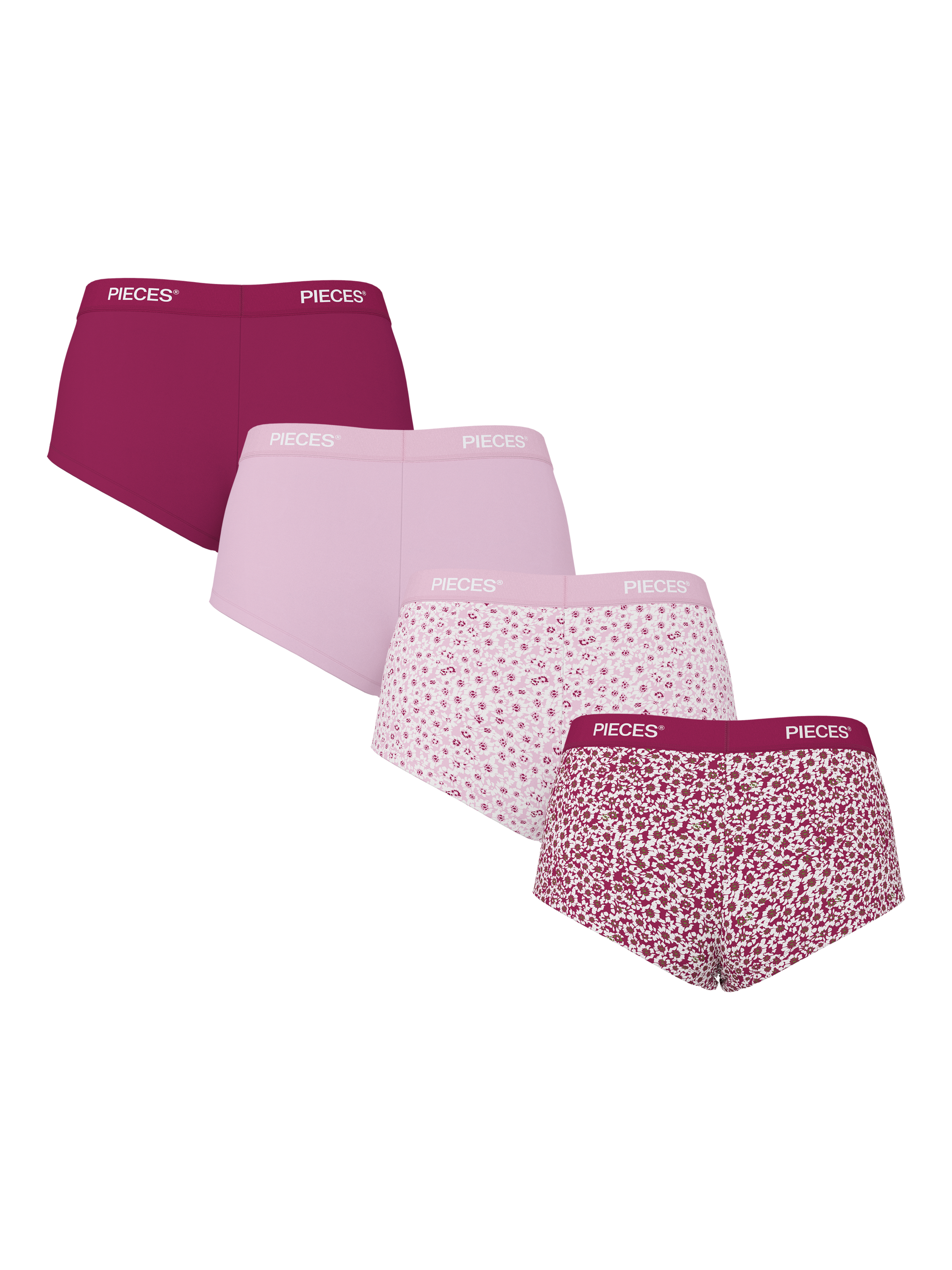 pieces Hipster »PCLOGO LADY 4 PACK AOP/SOLID NOOS BC« Packung, 4 Stk. Baumwollmischung