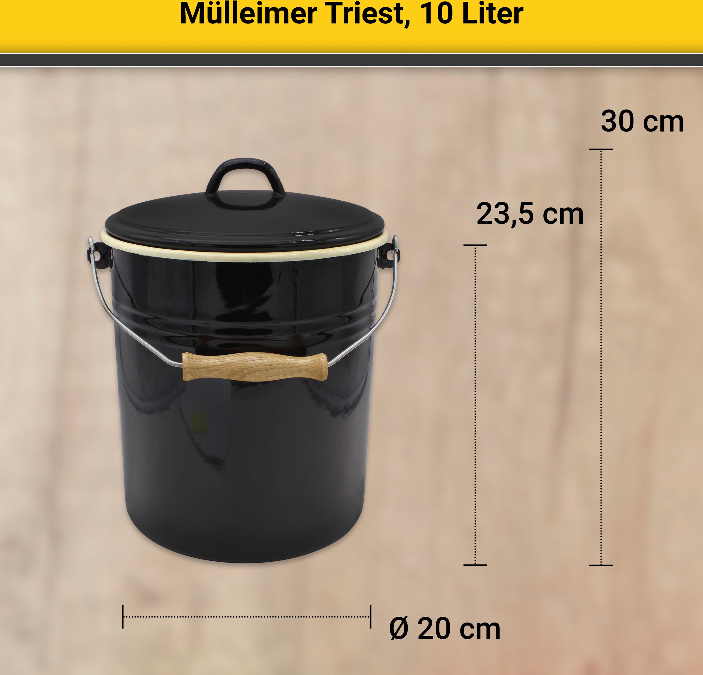 Krüger Mülleimer »Emaille Mülleimer mit Deckel Serie Rio«, schnitt- / kratz günstig online kaufen