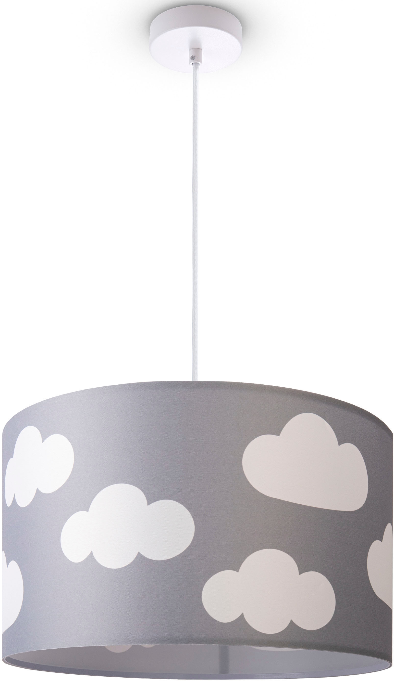 Paco Home Pendelleuchte »Hugo Cosmo«, Leuchtmittel E27 | ohne Leuchtmittel, Pendellampe Kinderzimmer Wolken Himmel Stoff Lampenschirm Rund E27
