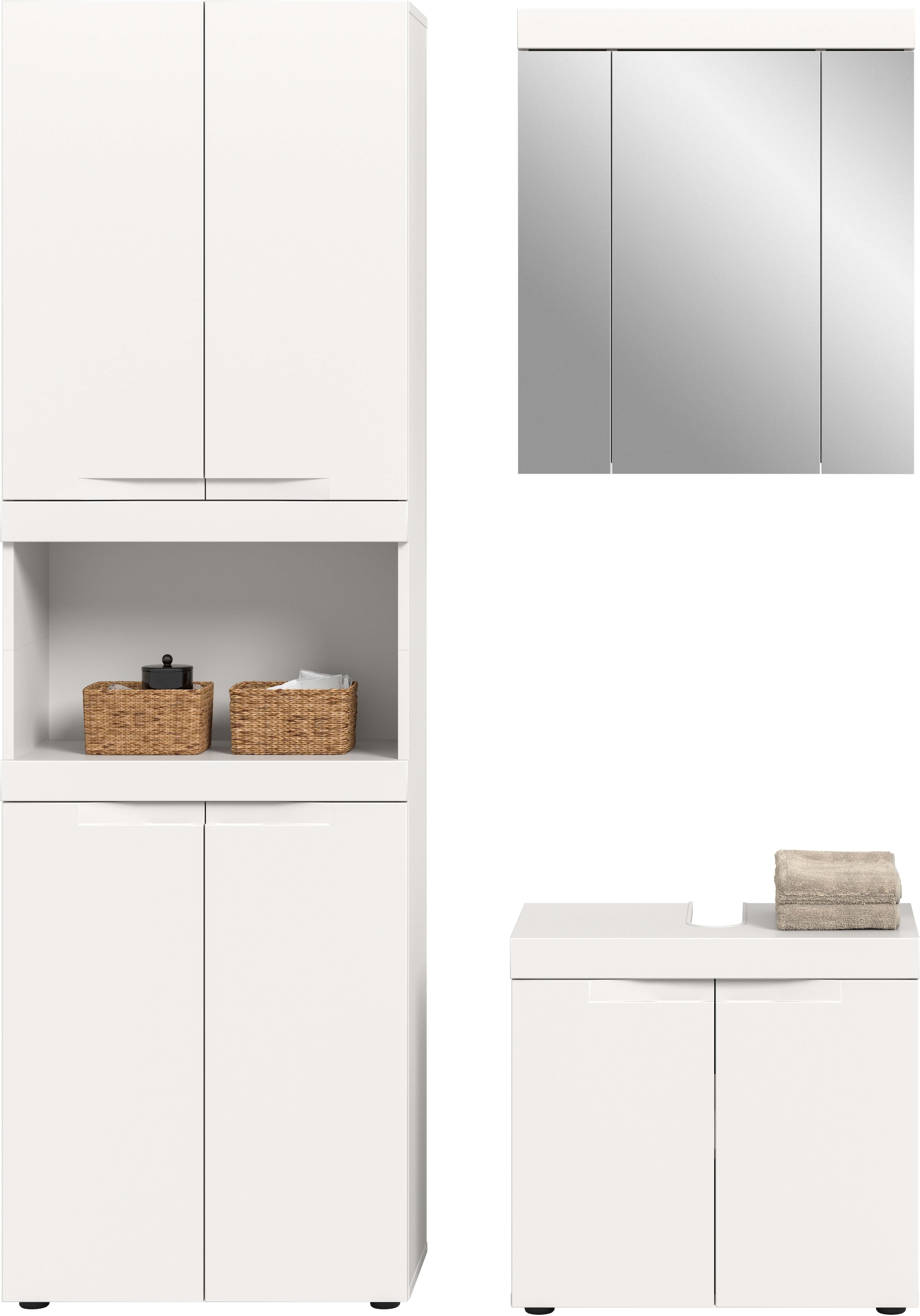 OTTO home Badmöbel-Set »MAOI, 3-tlg. Badkombi, hochwertige MDF Front, optional mit Beleuchtung«