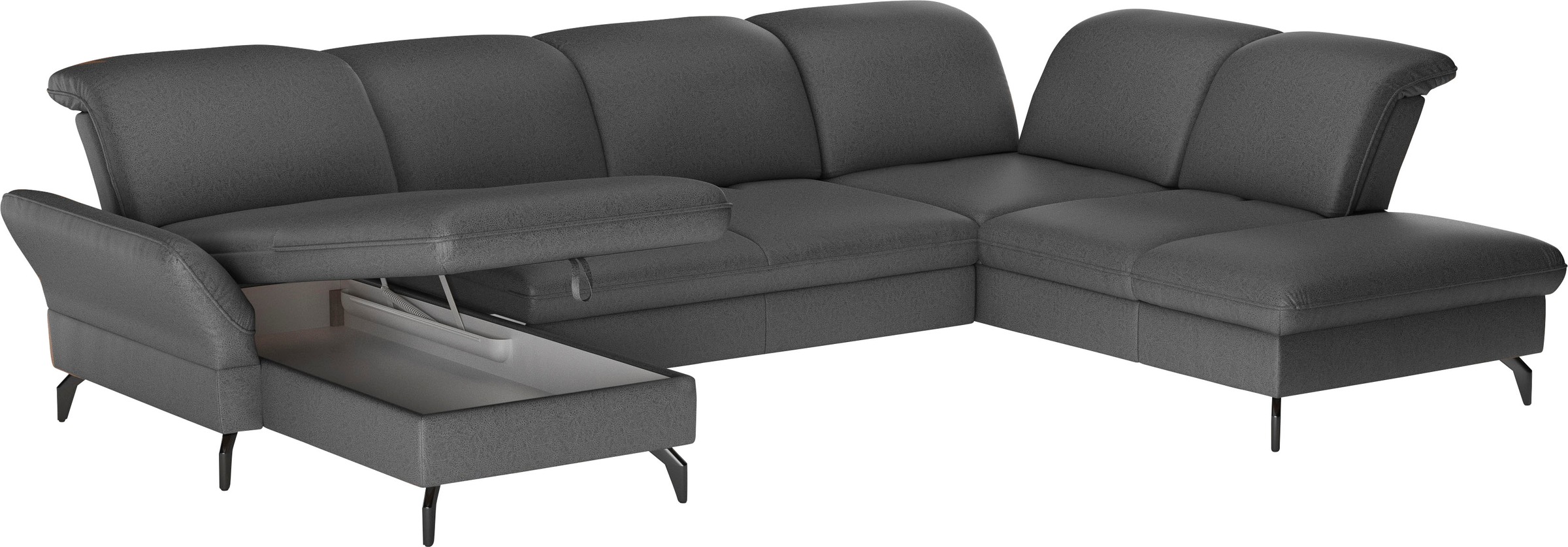sit&more Wohnlandschaft »Leandro U-Form«, Wahlweise mit Bett-, Kopfteil - und Armlehnfunktion, sowie Bettkasten