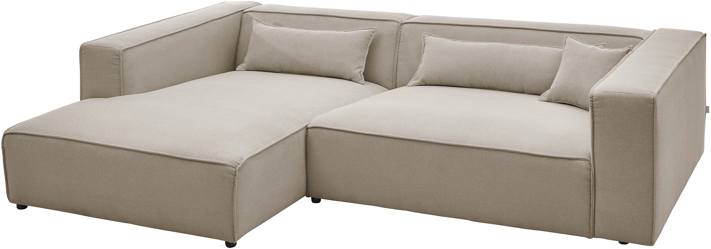 LeGer Home by Lena Gercke Ecksofa »PIARA XXL, Big-Sofa in Cord oder Leinenoptik, L-Form, mit Kedernaht«, wahlweise Ottomane rechts/links, schwarze Füße, extra tiefe Sitzfläche