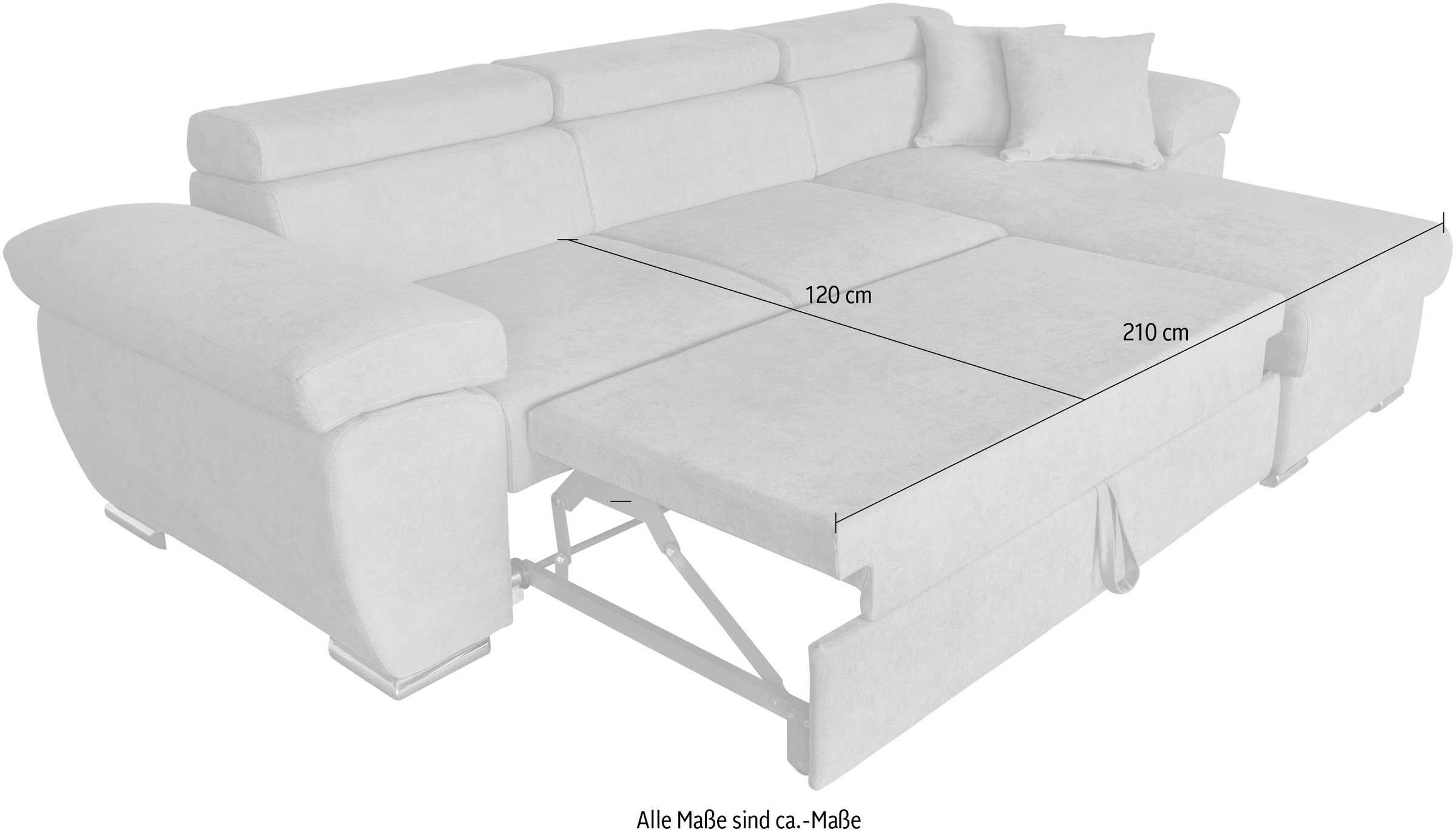 GEPADE Ecksofa »Conny, L-Form«, Schlaffunktion, Bettkasten, Recamiere beidseitig montierbar