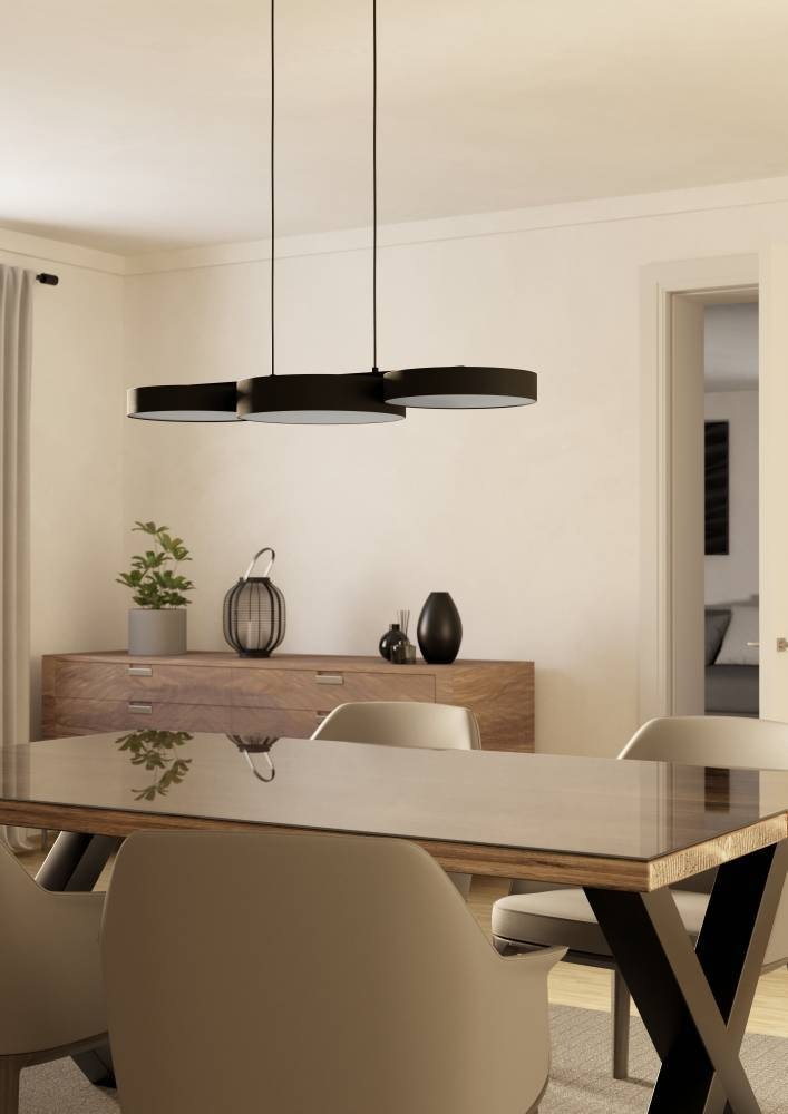 EGLO Hängeleuchte »BARBANO-Z Hängelampe, schwarz weiß, ZigBee 3.0, Disco-Modus, Timer«, 3 flammig, Leuchtmittel LED-Modul | LED fest integriert, App und Sprachsteuerung Alexa, ‎82 x 30 x 110 cm, exkl. Fernbedienung