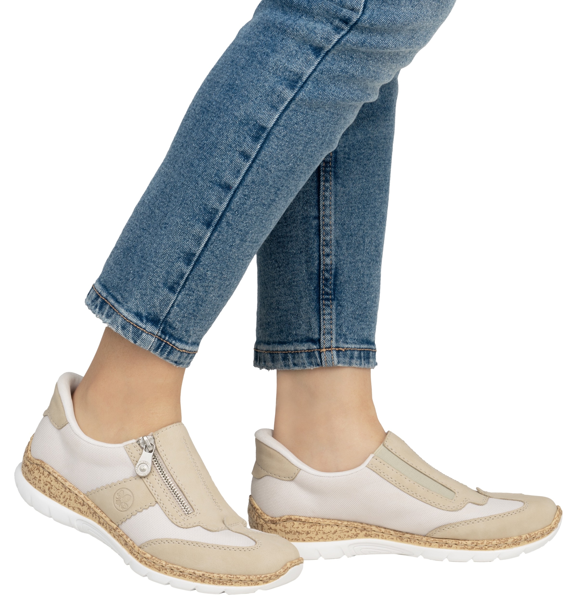 Rieker Slip-On Sneaker, Halbschuh, Freizeitschuh, mit Reißverschluss und MemoSoft-Innensohle