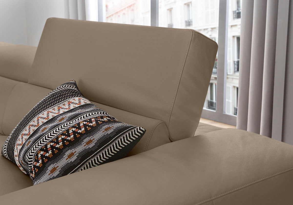 W.SCHILLIG Ecksofa »piedroo, Designsofa mit tollem Sitzkomfort, bequem, L-Form«, Kopfteilverstellung, wahlweise mit Sitztiefenverstellung, Breite 343cm