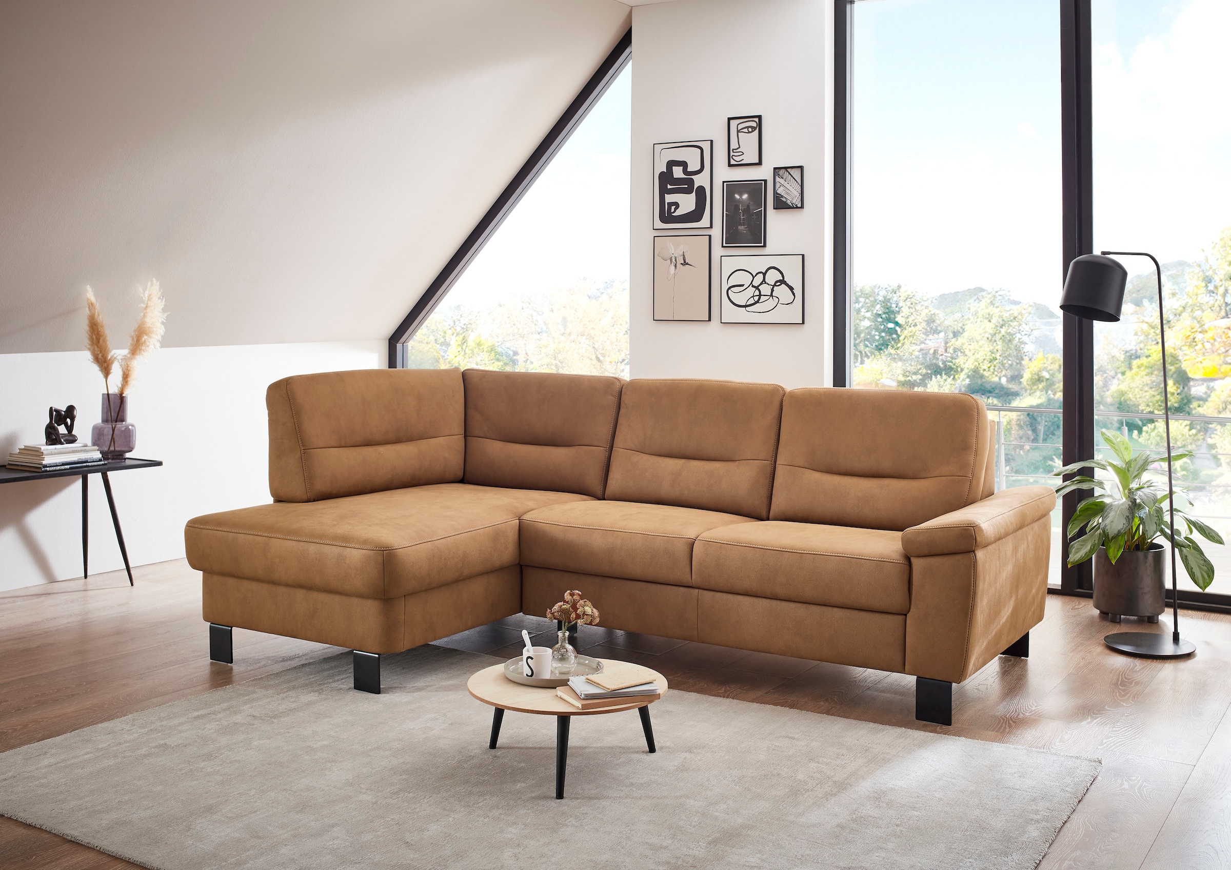 Die PlanBar Ecksofa »PP-PF23172 L-Form, Breite 244 cm« Eckgarnitur mit besonders kleinem Stellmaß ca. 160 x 244 cm
