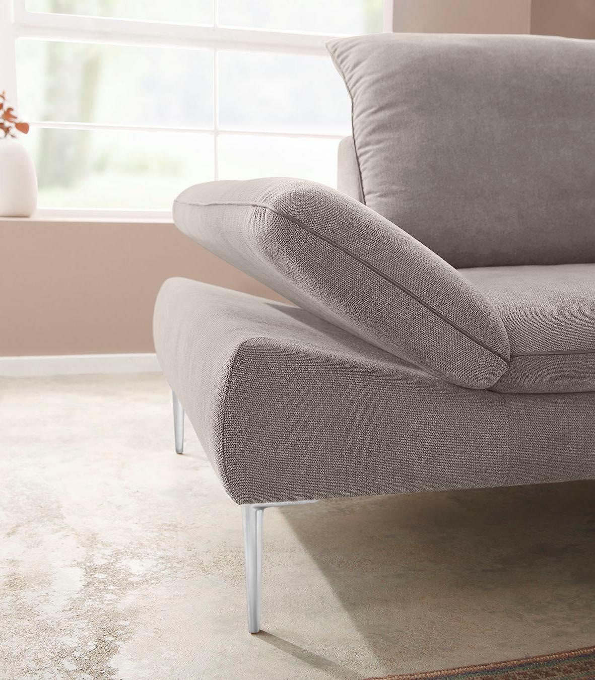 W.SCHILLIG Ecksofa »enjoy&MORE, Designsofa, elegant und bequem, L-Form«, mit Sitztiefenverstellung, Füße Chrom glänzend, Breite 294 cm