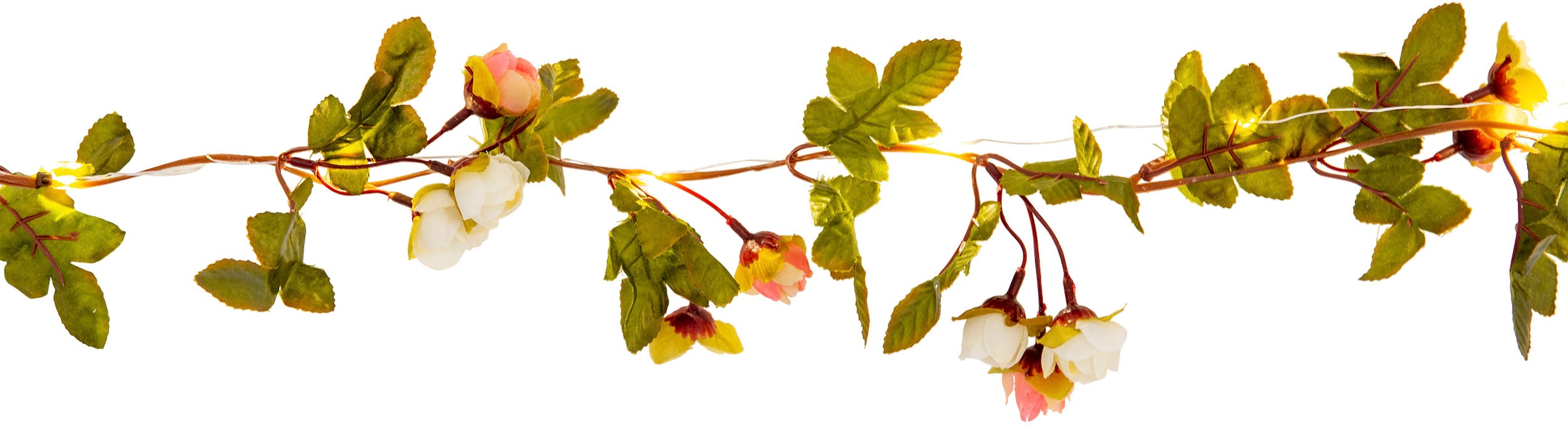 näve LED-Lichterkette »Röschen«, weiße und rosa Rosenblüten, warmweiße LED, Länge 420cm, Zuleitung 5m