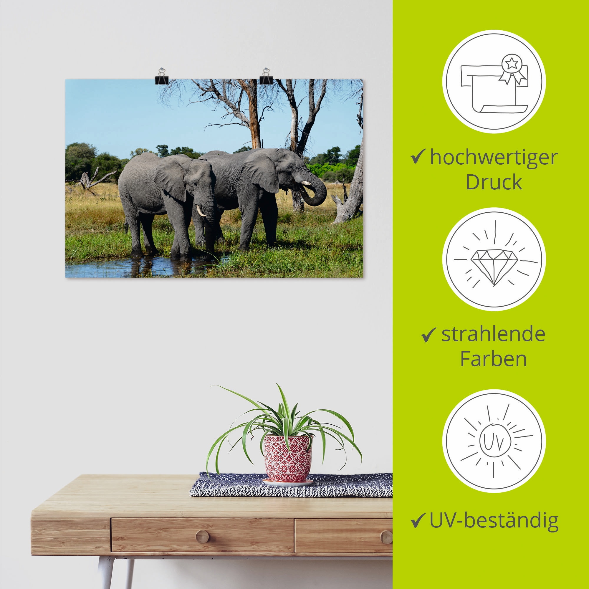 Artland Poster »Afrikanische Elefanten« Wildtiere 1 Stk. tlg. als Leinwandbild, Poster in verschied. Größen