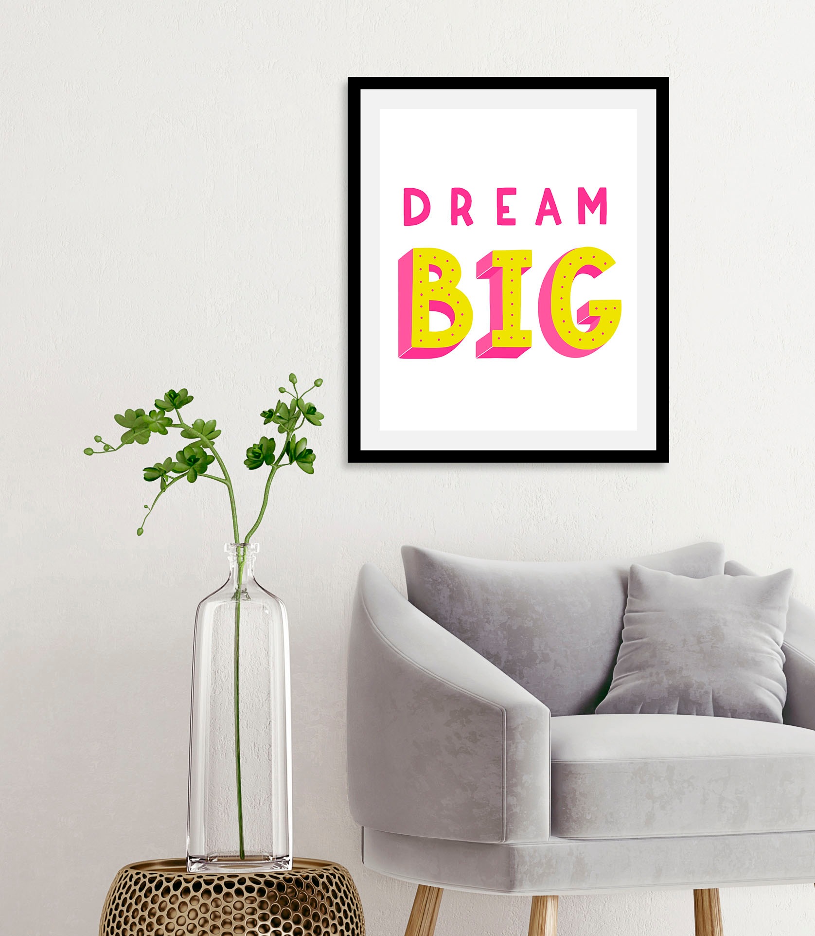 queence Bild »Dream Big«, Schriftzüge-Schriftzug-Kunst-Motivationsbilder, ( günstig online kaufen