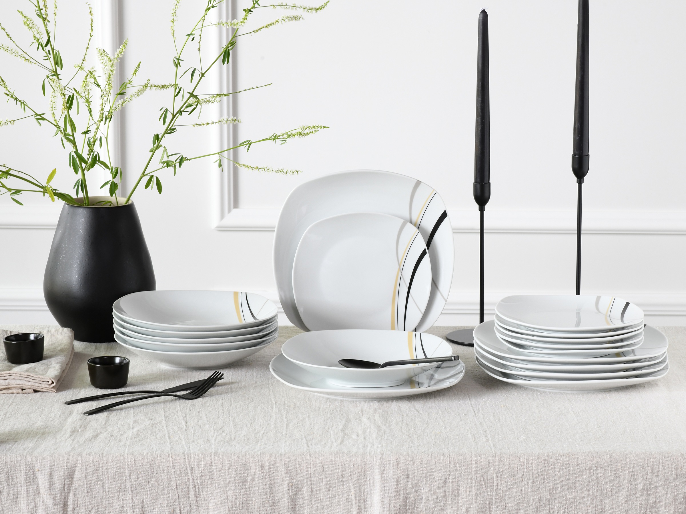 CreaTable Teller-Set »Square City Line, Tellerset 18-tlg«, (Set, 18 tlg.), Moderner Urban Style