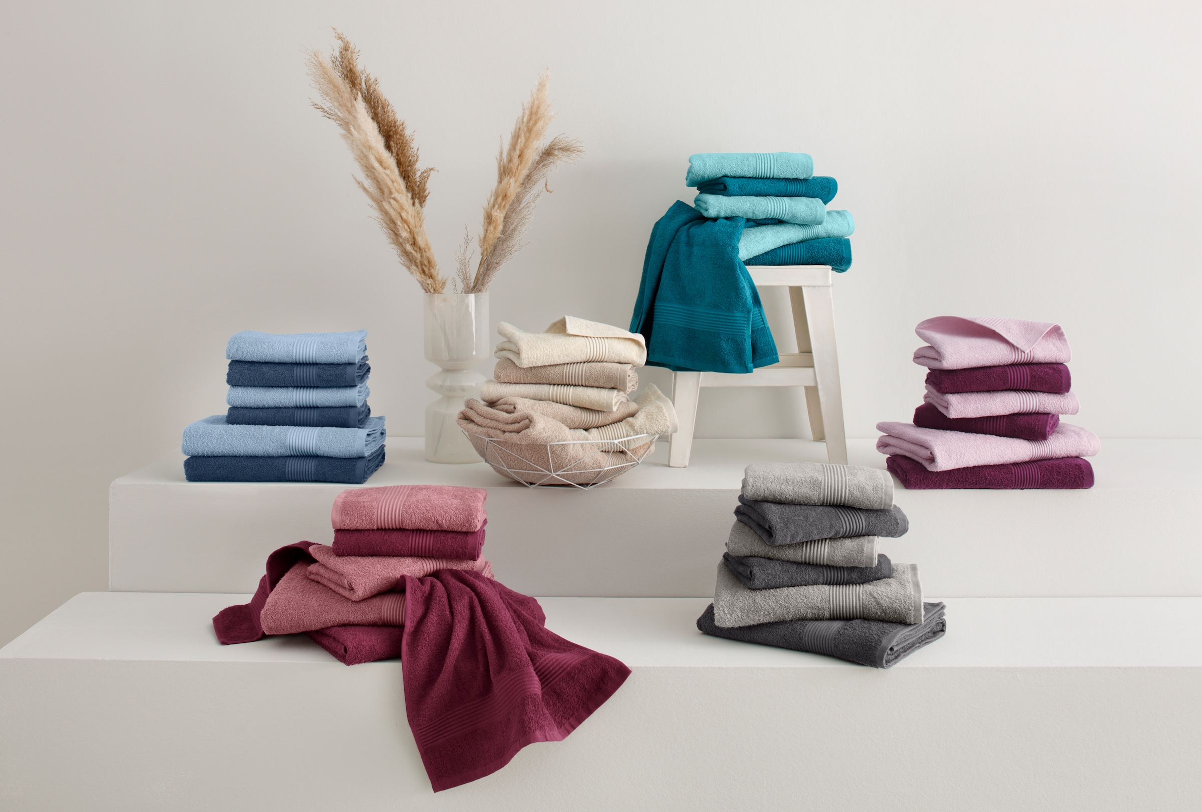 my home tlg., Handtuch Walkfrottee, 100% gestreifte Handtuch-Set, online Handtücher Set Set, 6 »Anna«, Bordüre, Baumwolle kaufen aus