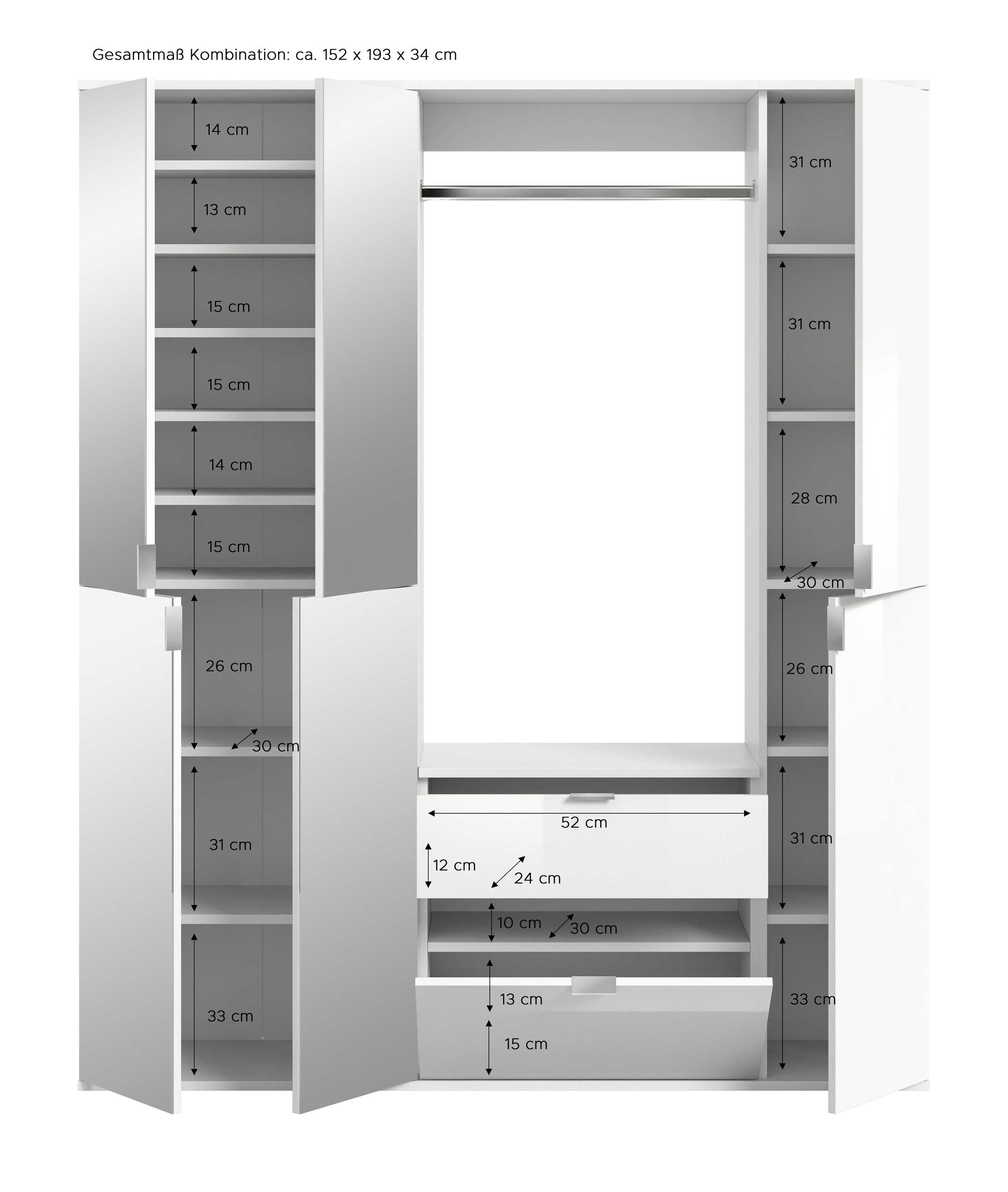 INOSIGN Garderoben-Set »Trondheim«, (Set, 4 St.), Diele, Flur, Schranksystem, Garderobenmöbel, Set, Kombination