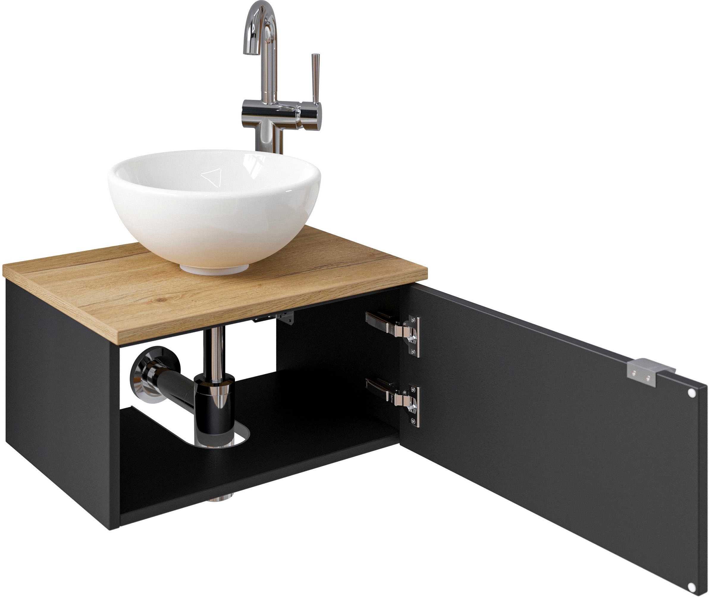 Saphir Waschtisch »Serie 6915 Waschschale mit Unterschrank für Gästebad, Gäste WC«, 51 cm breit, 1 Tür, Waschtischplatte, kleine Bäder, ohne Armatur