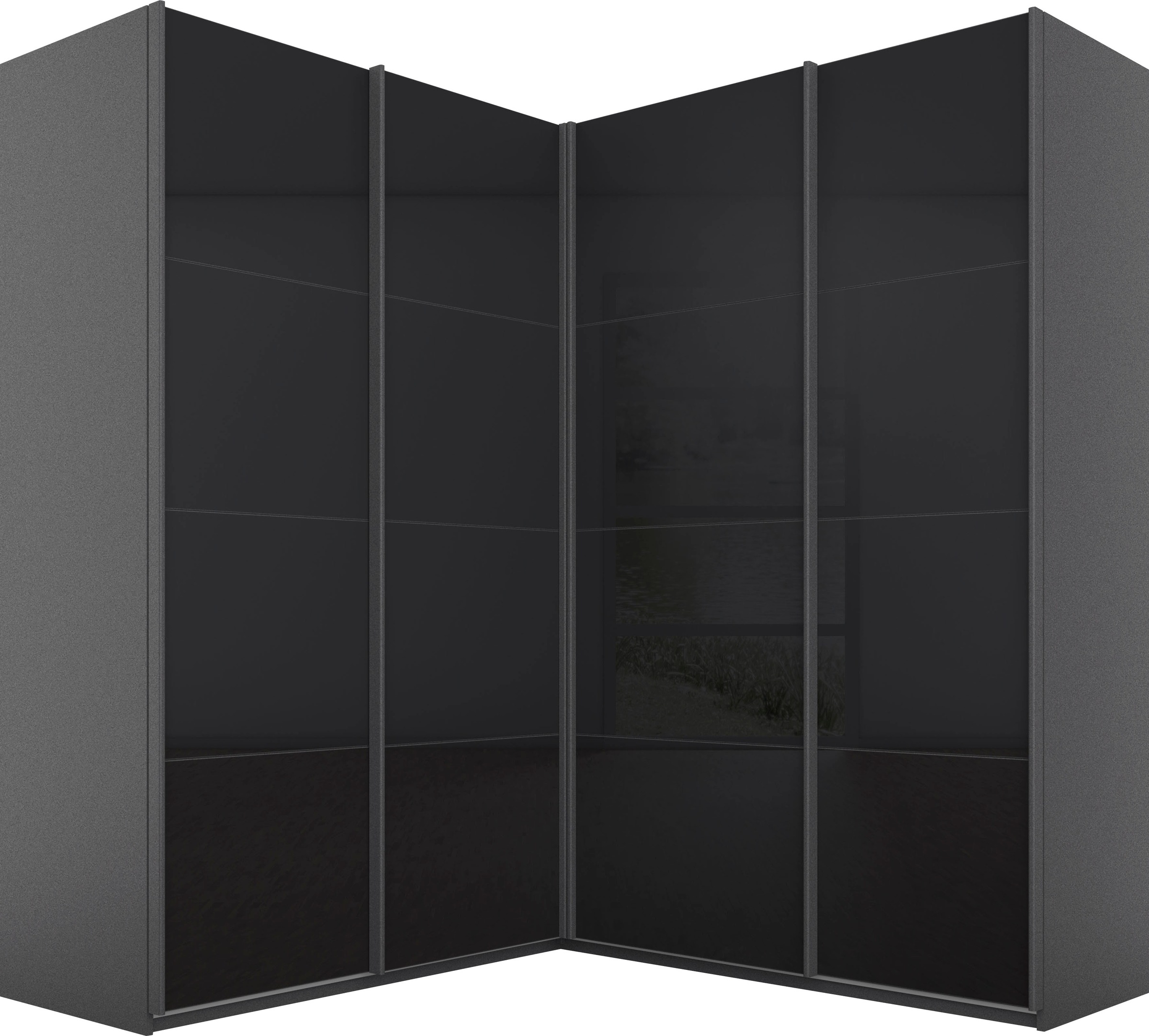 rauch Schwebetürenschrank "Quadra", Eckschrank inkl. Türendämpfer, mit Glas günstig online kaufen