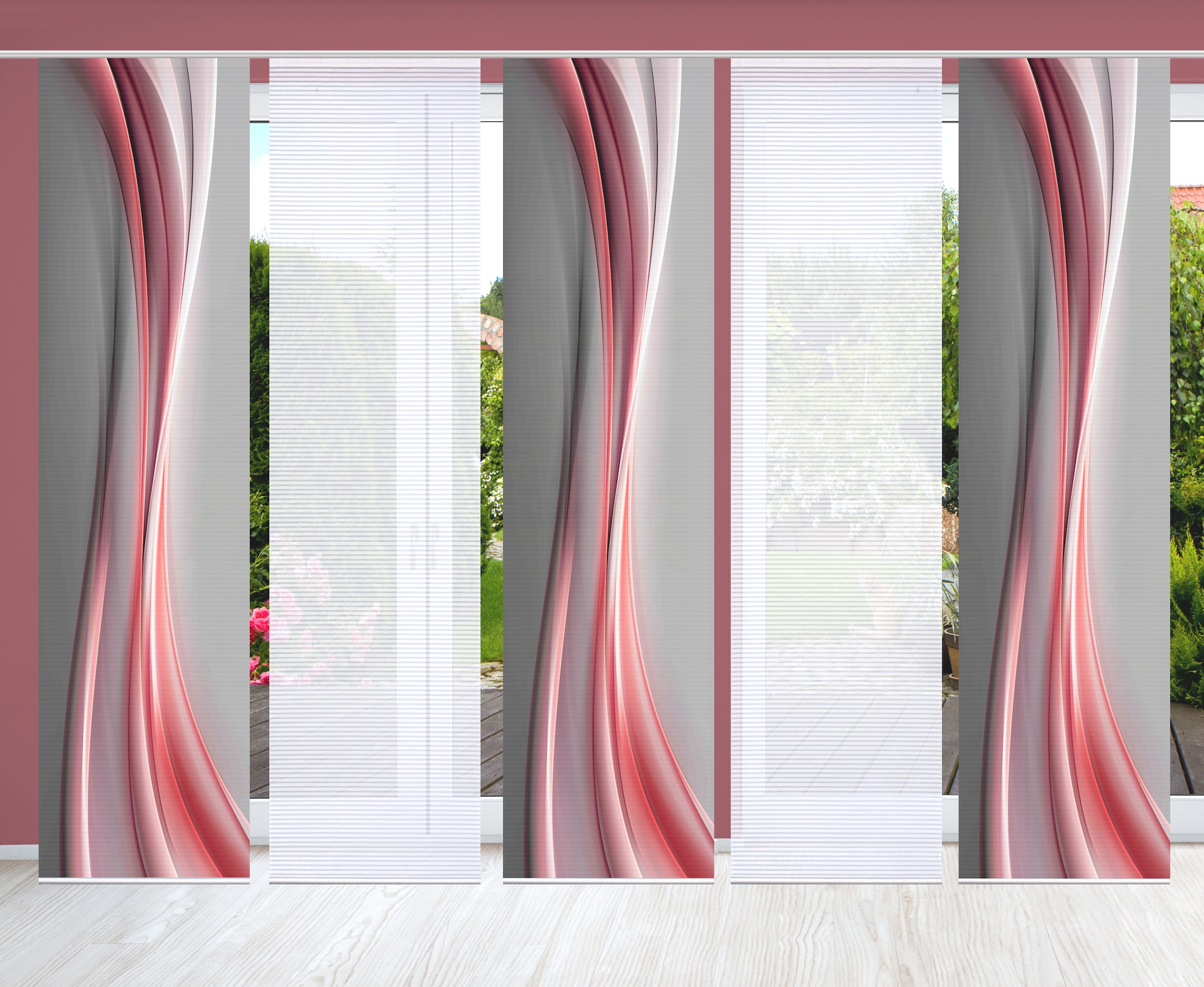 HOME in green Schiebegardine »ELANIA« Paneelwagen 5 Stk. tlg. SET DIGITALDR günstig online kaufen