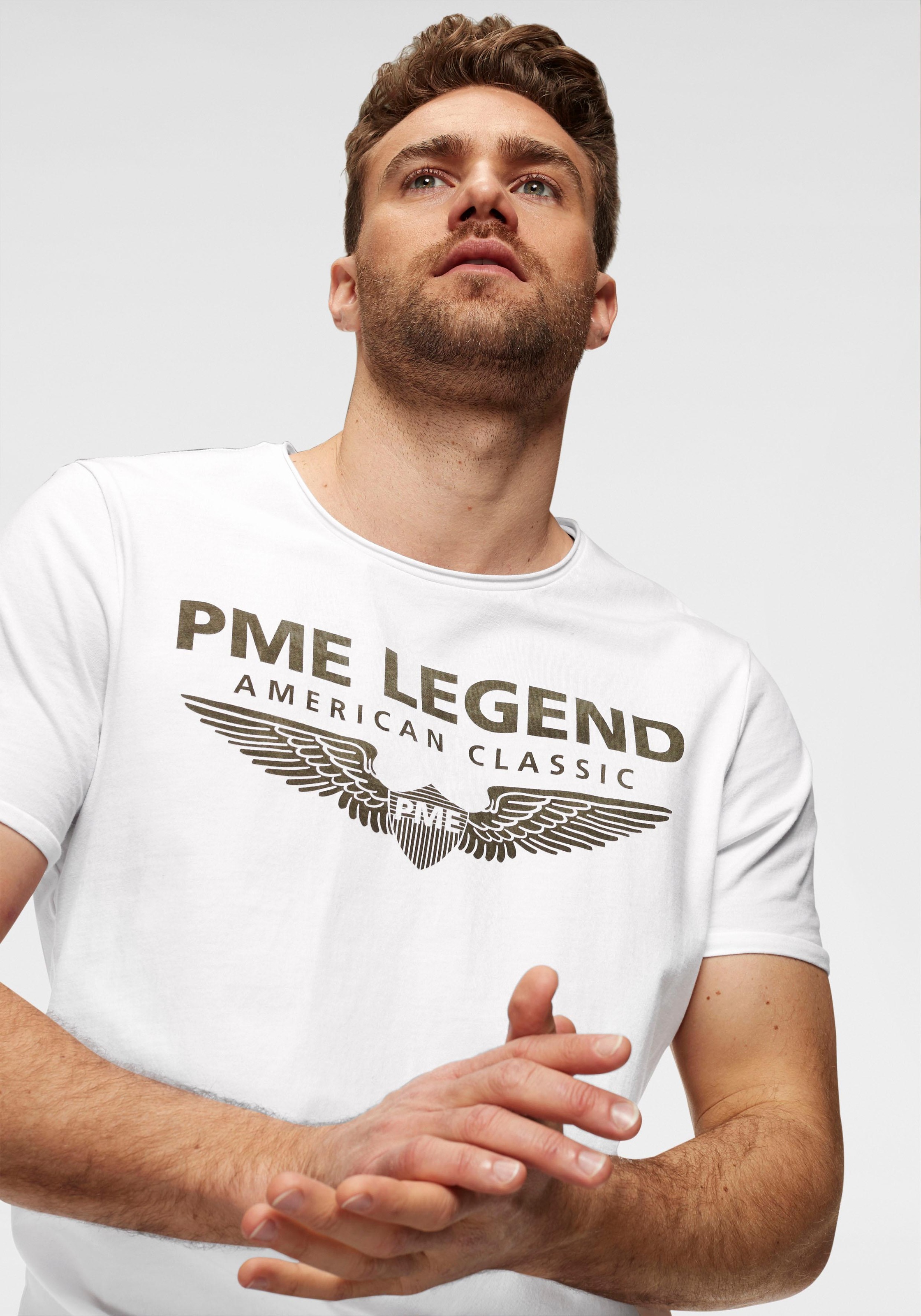 PME LEGEND T-Shirt, eingefasster Rundhalsausschnitt mit Rollkante