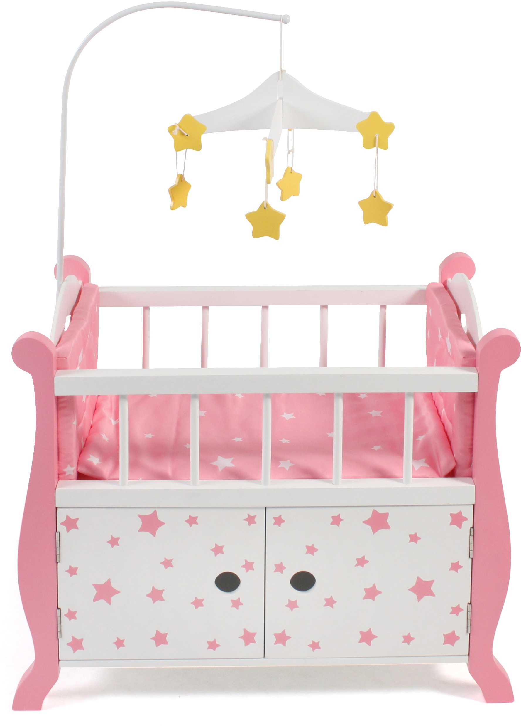 Puppenbett »Stars Pink«, aus Holz mit Mobile