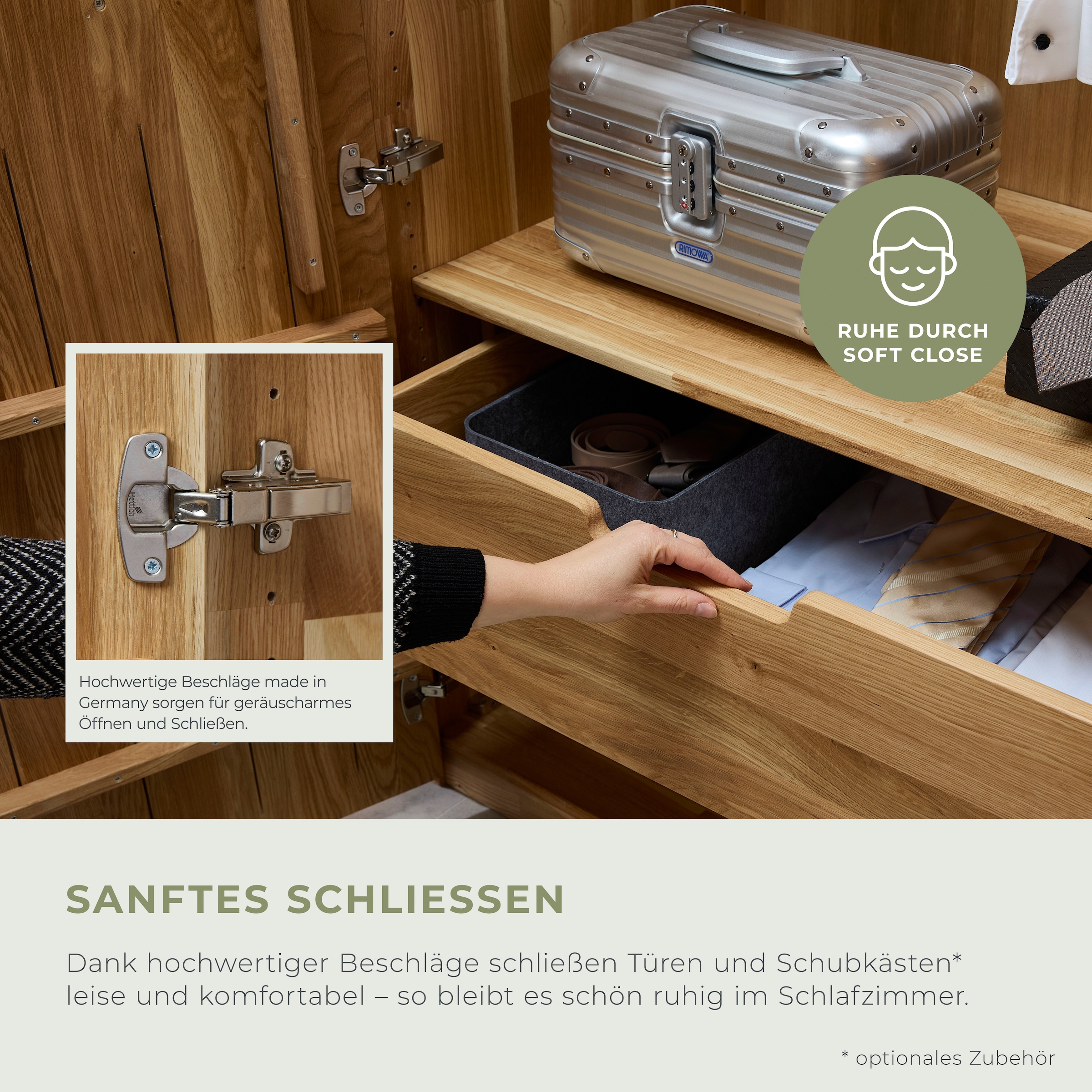 Home affaire Kleiderschrank »Ambroise aus Wildeiche, erhältlich in verschiedenen Breiten« Massivholz-Kleiderschrank, im 50 cm Raster planbar