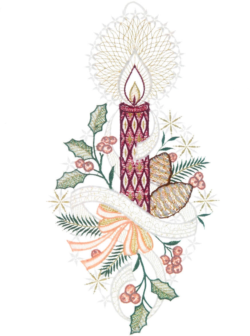 W. Reuter & Sohn - Plauener Spitze Fensterbild "Kerze" Made in Germany günstig online kaufen