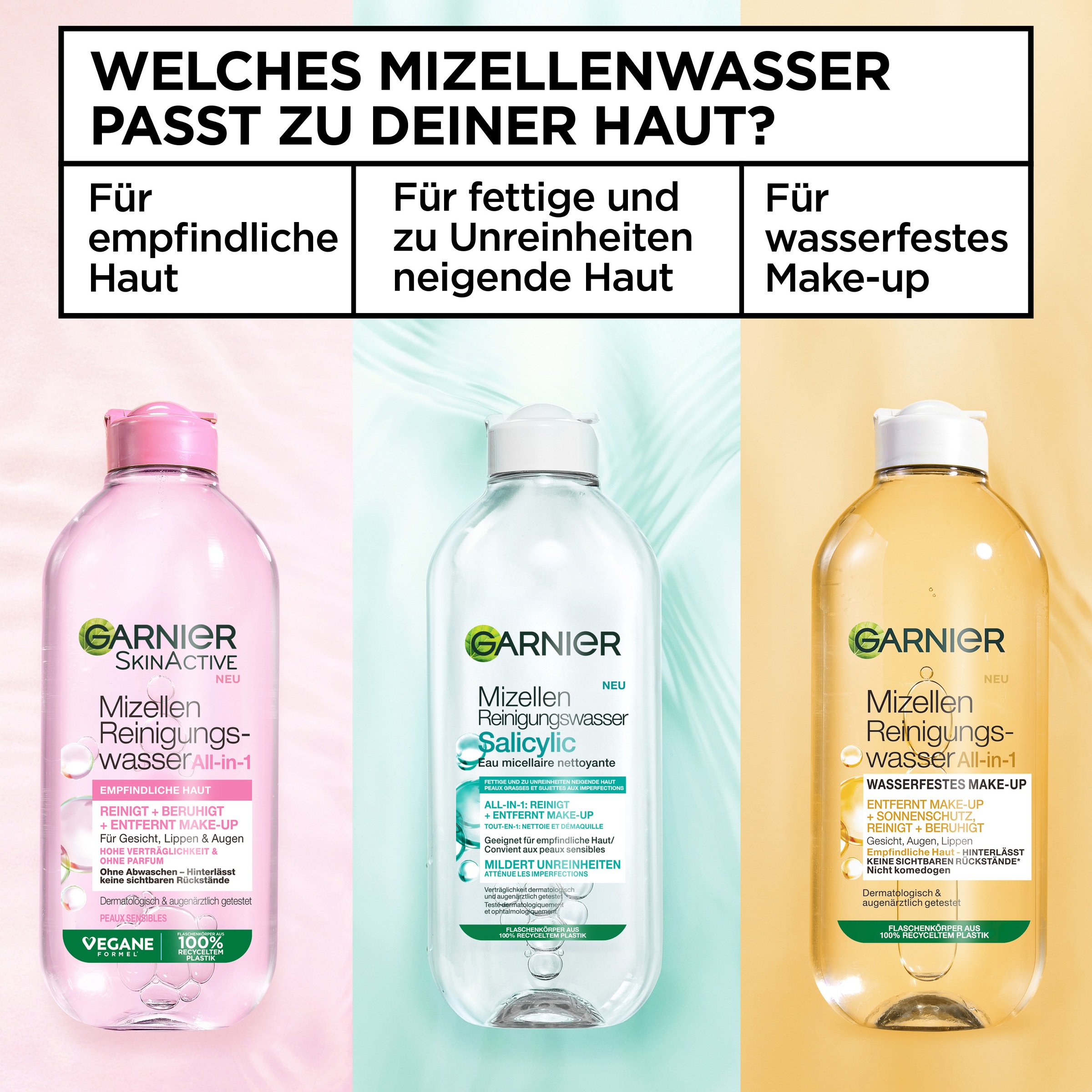 GARNIER Gesichtswasser »GARNIER MIZELLEN REINIGUNGSWASSER SALICYLIC ALL-IN-1« mit Salicylsäure, für unreine und fettige Haut, flüssige Textur