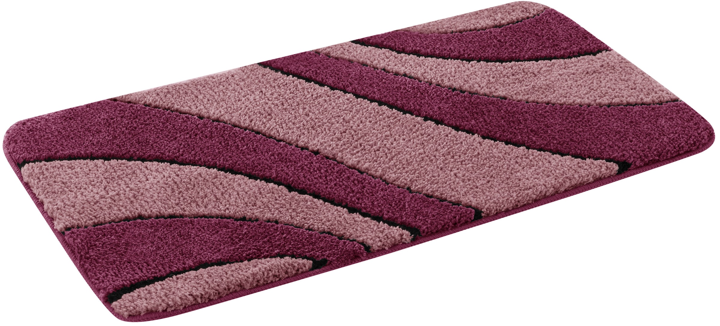 my home Badematte »Anna, Badvorleger, Badezimmer Teppich«, rutschhemmend beschichtet, fußbodenheizungsgeeignet-schnell trocknend, Badteppich, Hoch Tief Effekt, Modern, Weich, Wellen
