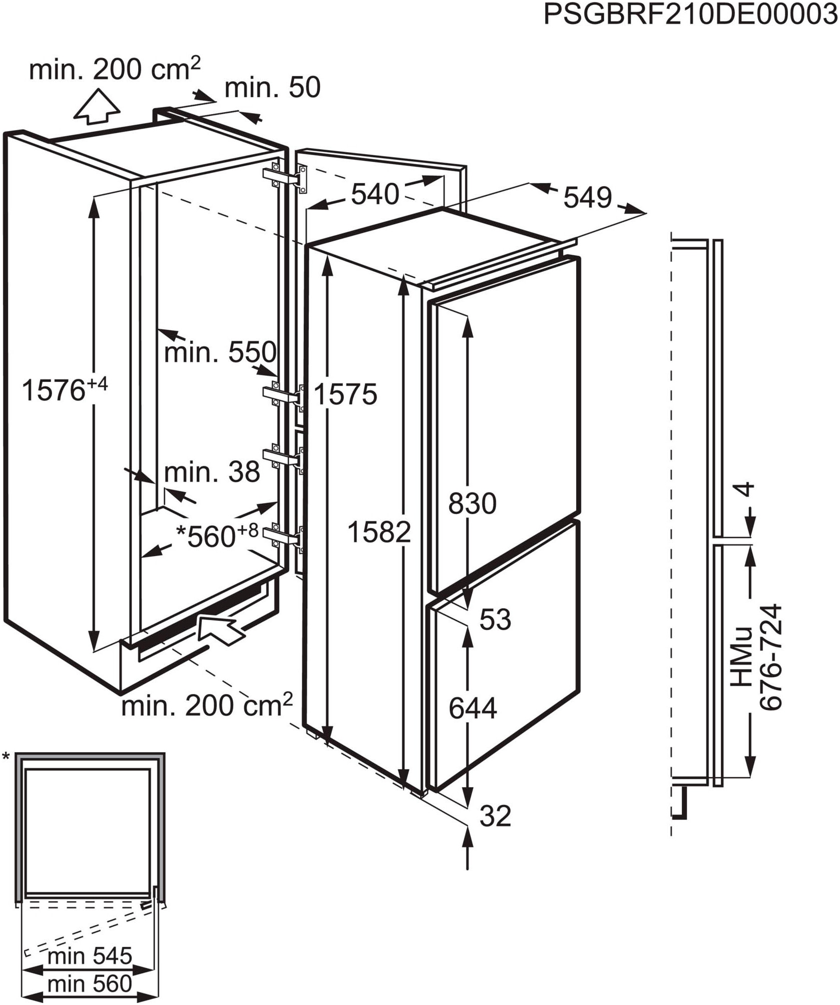 AEG Einbaukühlgefrierkombination »TS5S161ES«, TS5S161ES 92551304, 157,2 cm hoch, 54,8 cm breit