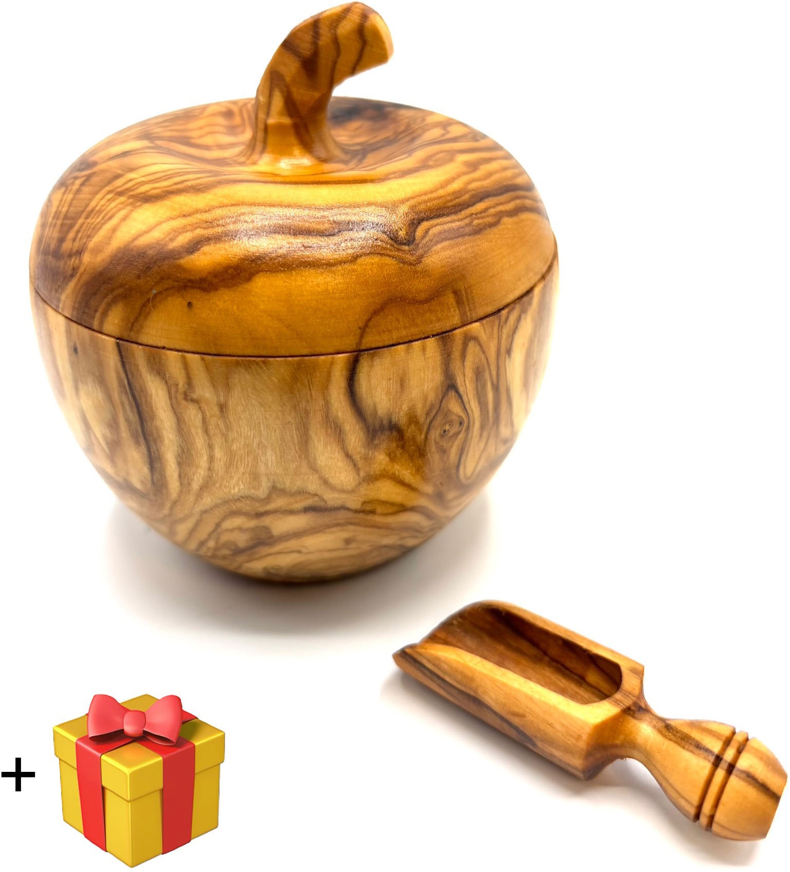 Olivenholz-erleben Zuckerdose »Dose wie Apfel aus Olivenholz mit kleinem Sa günstig online kaufen
