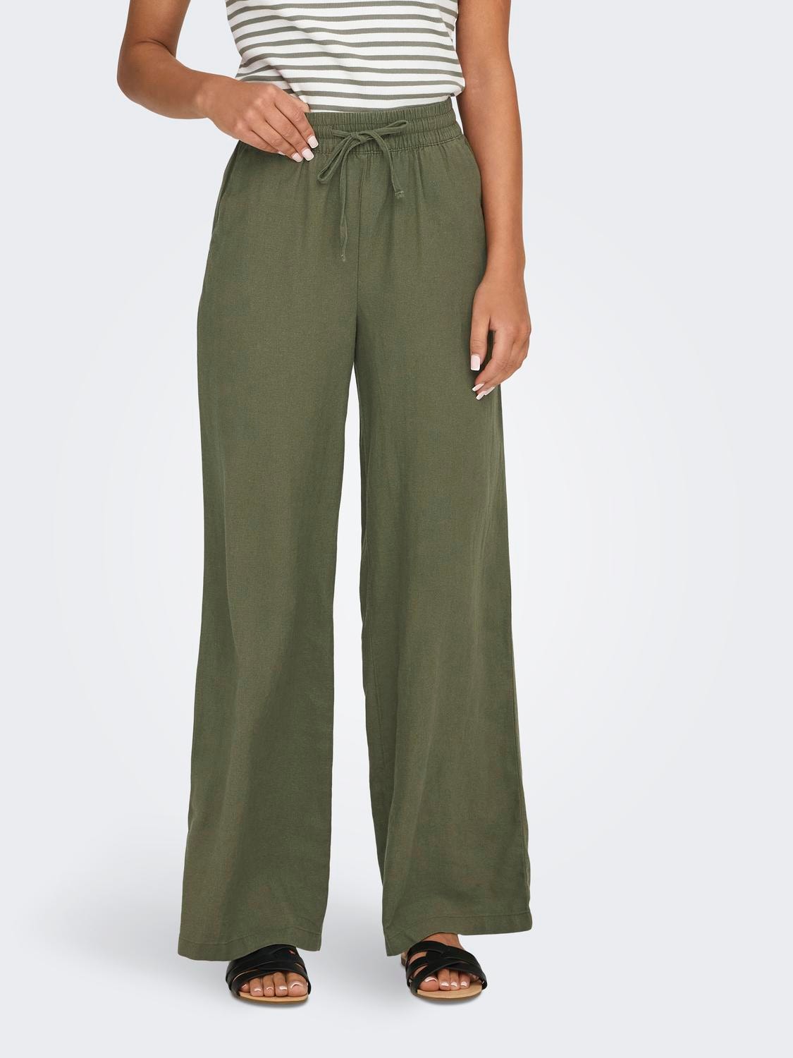 JDY »JDYSAY LINEN HW WIDE PANT WVN NOOS«  Sommerhose mit Leinen