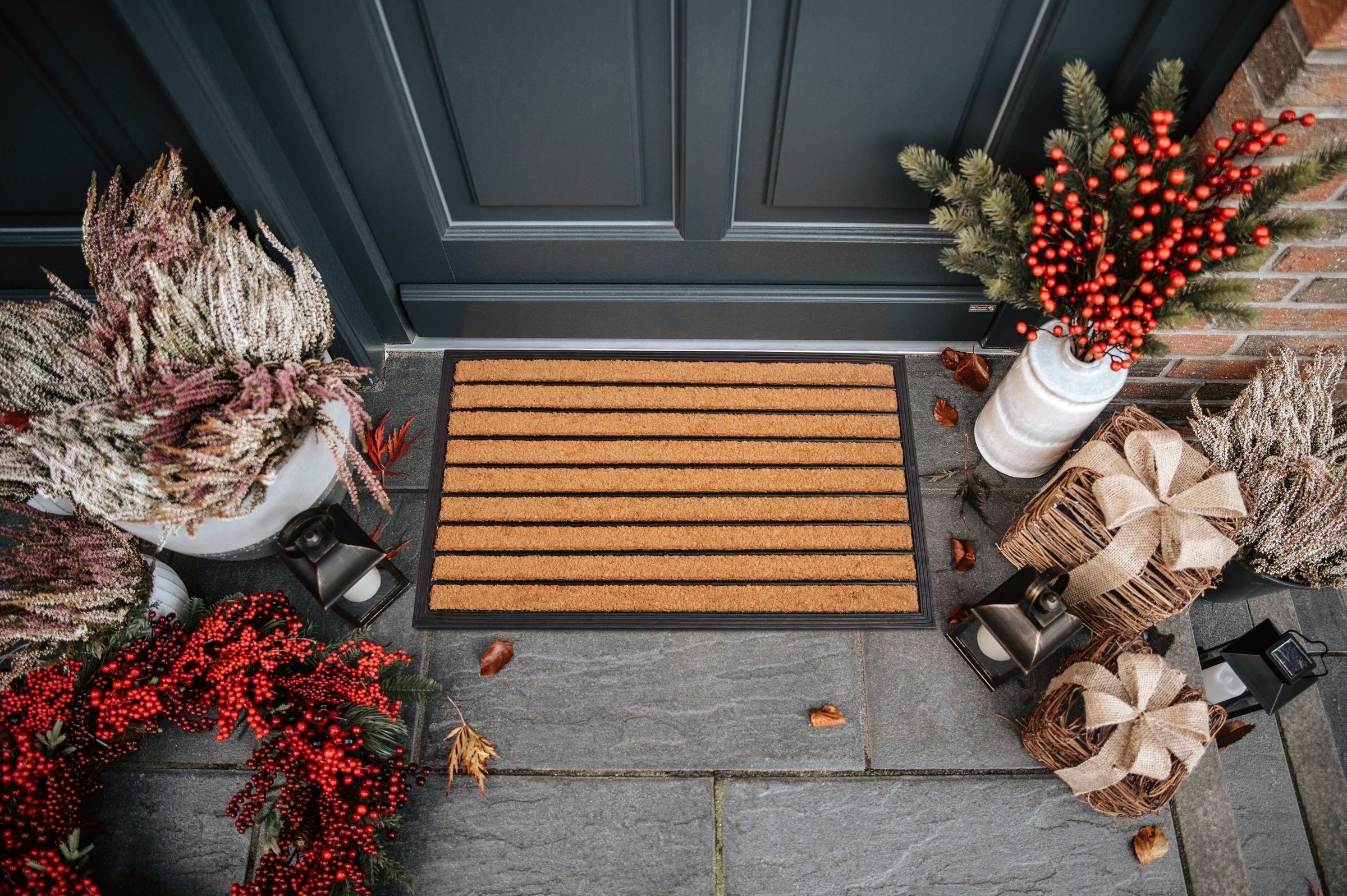 HANSE Home Fußmatte »Mix Mats Gummi Kokos Striped, Türmatte«, rechteckig, 20 mm Höhe, Strapazierfähig, pflegeleicht, robust, wetterfest, UV-beständig
