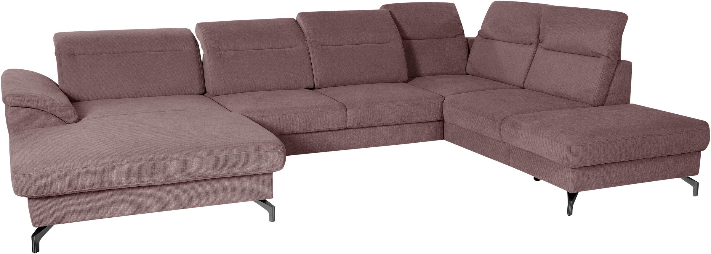 sit&more Wohnlandschaft »Percy U-Form«, 12 cm Fußhöhe, Sitztiefenverstellung, wahlweise in 2 Fußfarben