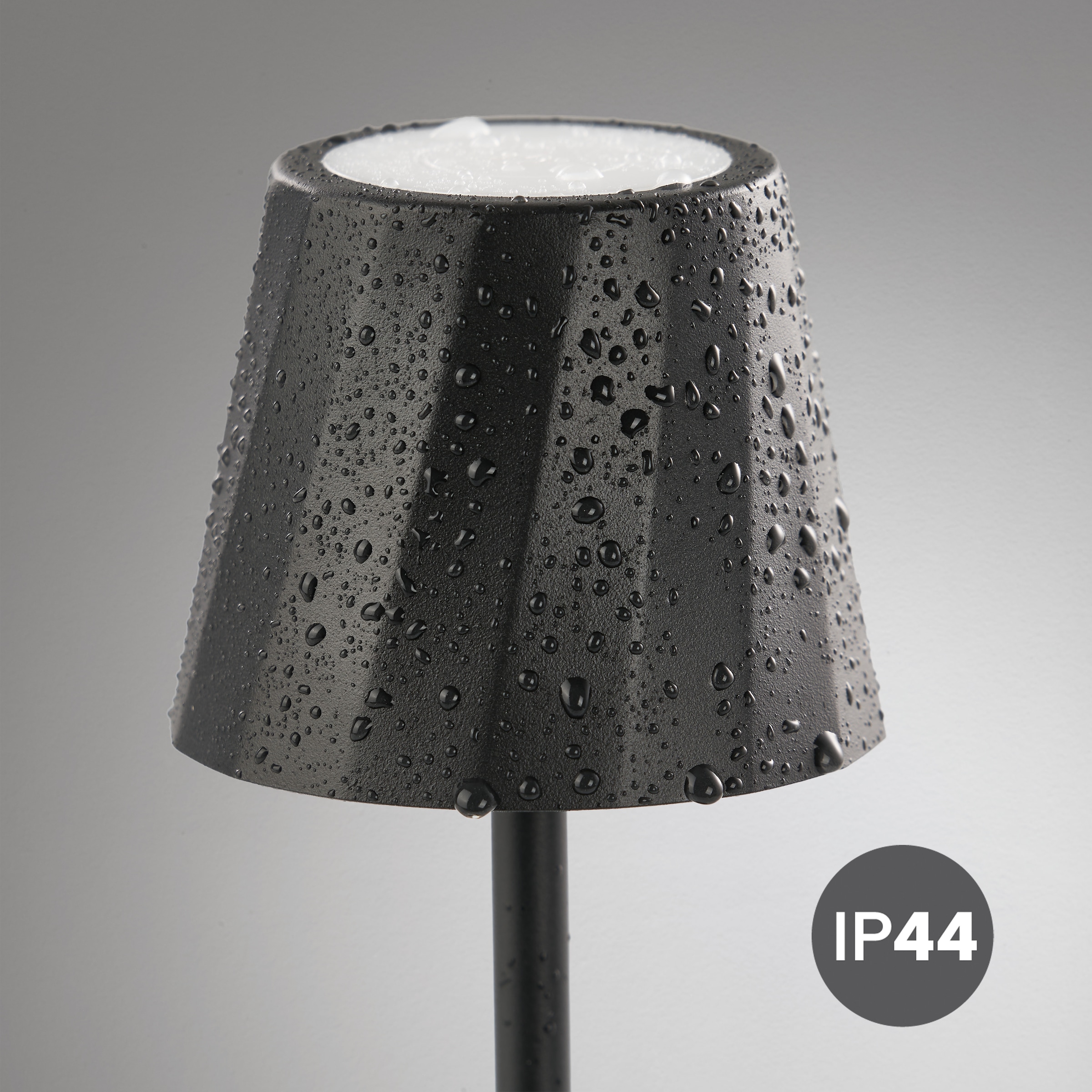 REALITY Leuchten LED Tischleuchte »DIAZ, Outdoor Akku Tischlampe Höhe 21 cm Ø 8,5 cm, IP44, Touchdimmer« LED-Board 1 Stk. Farbwechsler | warmweiß - kaltweiß CCT Lichtfarbe einstellbar 2700-6500K, 160 Lumen, 1,6W, USB Anschluss