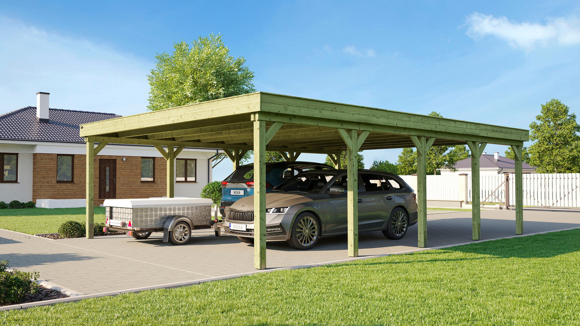 weka Doppelcarport »609 Gr. 2«, Holz, 250 cm, braun