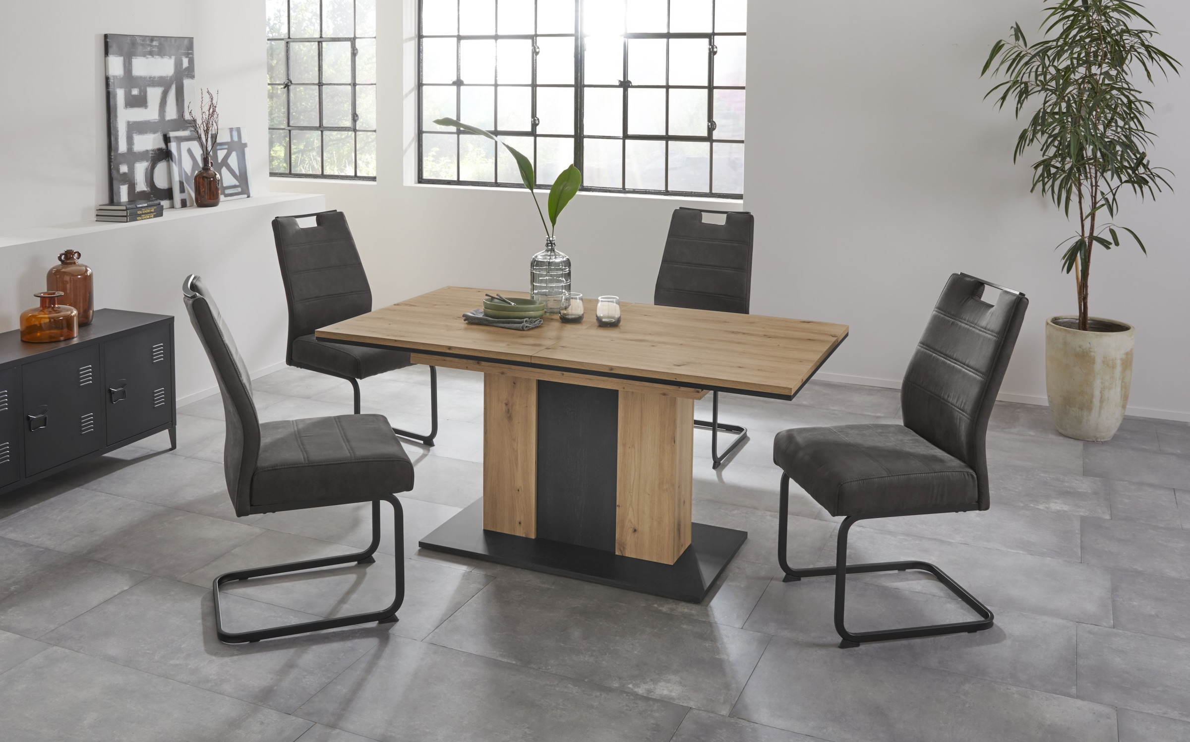 HELA Essgruppe »ATLANTA« 1 Tisch / 4 Stühle, 5 Stk. tlg. Tischplatte auszie günstig online kaufen