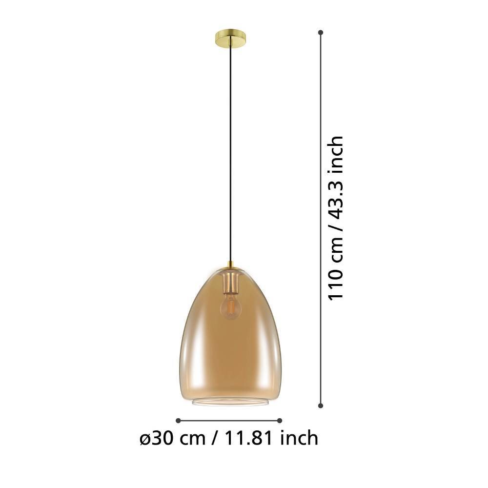 EGLO Hängeleuchte »ALOBRASE«, 1 flammig, Leuchtmittel E27 | ohne Leuchtmittel, Pendelleuchte Esstisch aus Metall und bedampften Glas, E27, Ø 30 cm