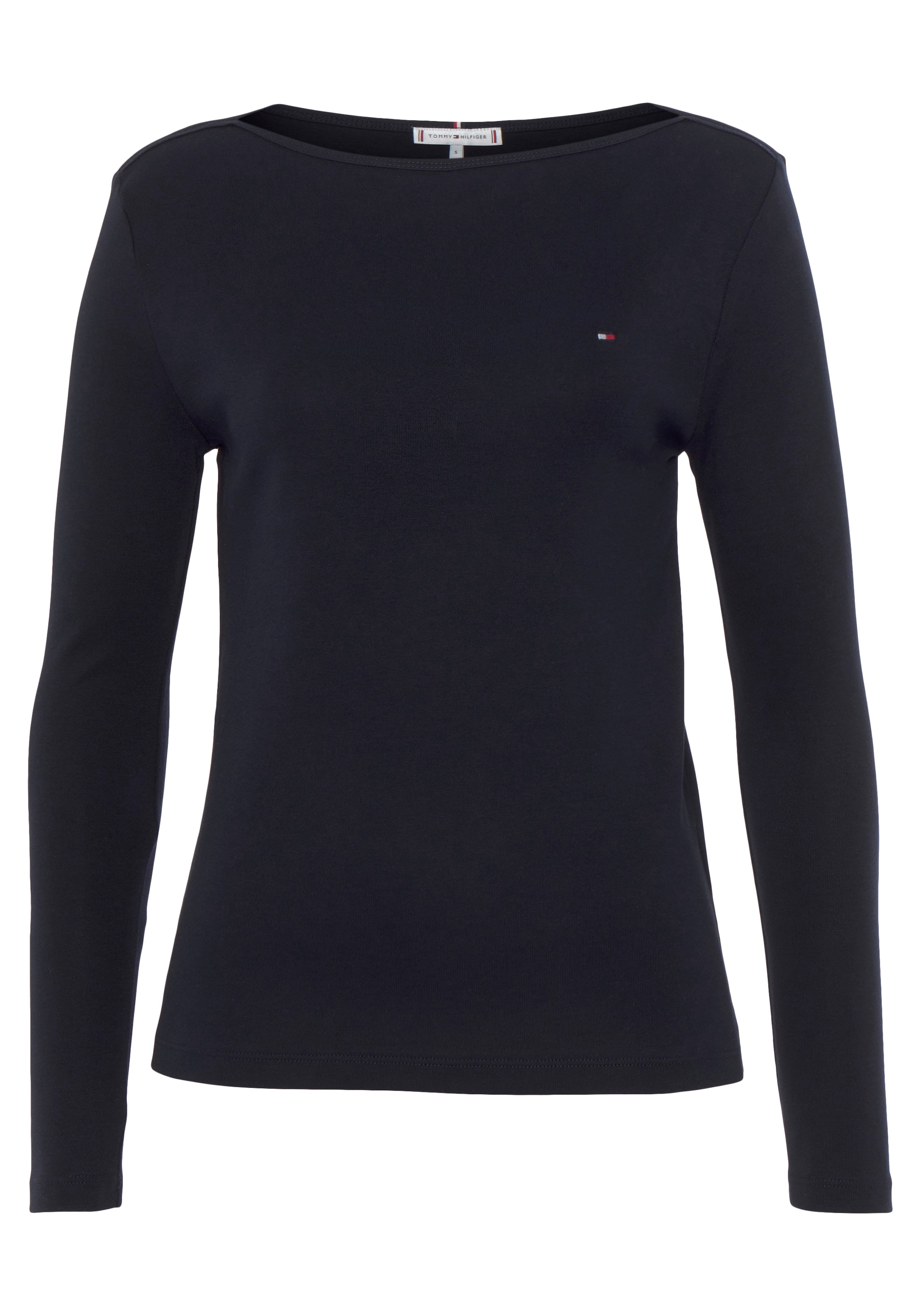 Tommy Hilfiger Langarmshirt »SLIM CODY RIB SLASH-NK LS«, mit kleiner  Logostickerei auf der Brust bestellen | T-Shirts