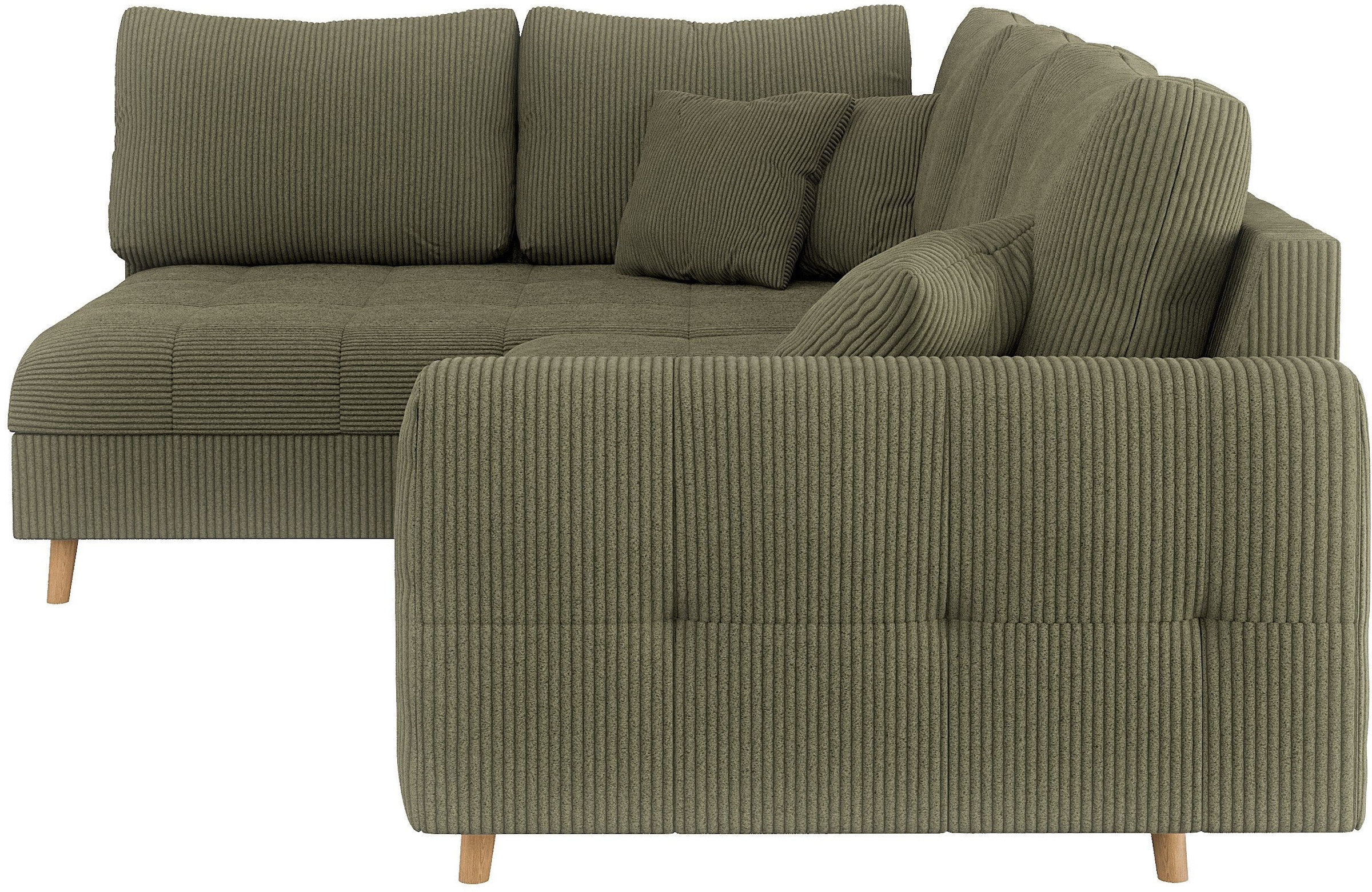 Home affaire Ecksofa »CHARRE L-Form mit Ottomane, Maße B/T/H: 231/161/81 cm«, feine Steppung, lose Rücken- und Zierkissen, auch in Cord und Bouclé