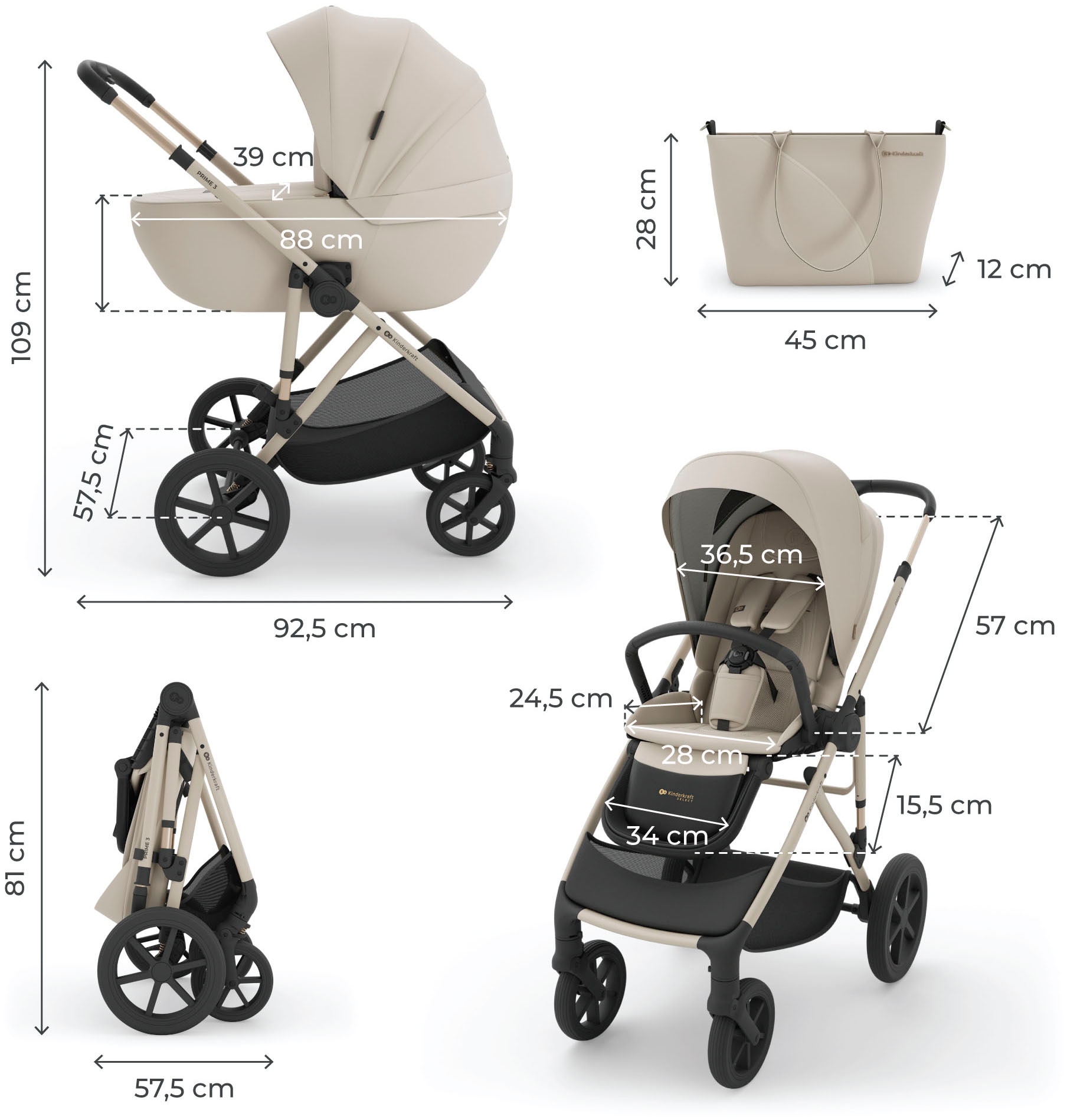 Kinderkraft Kombi-Kinderwagen »PRIME 3 2in1« 22 kg