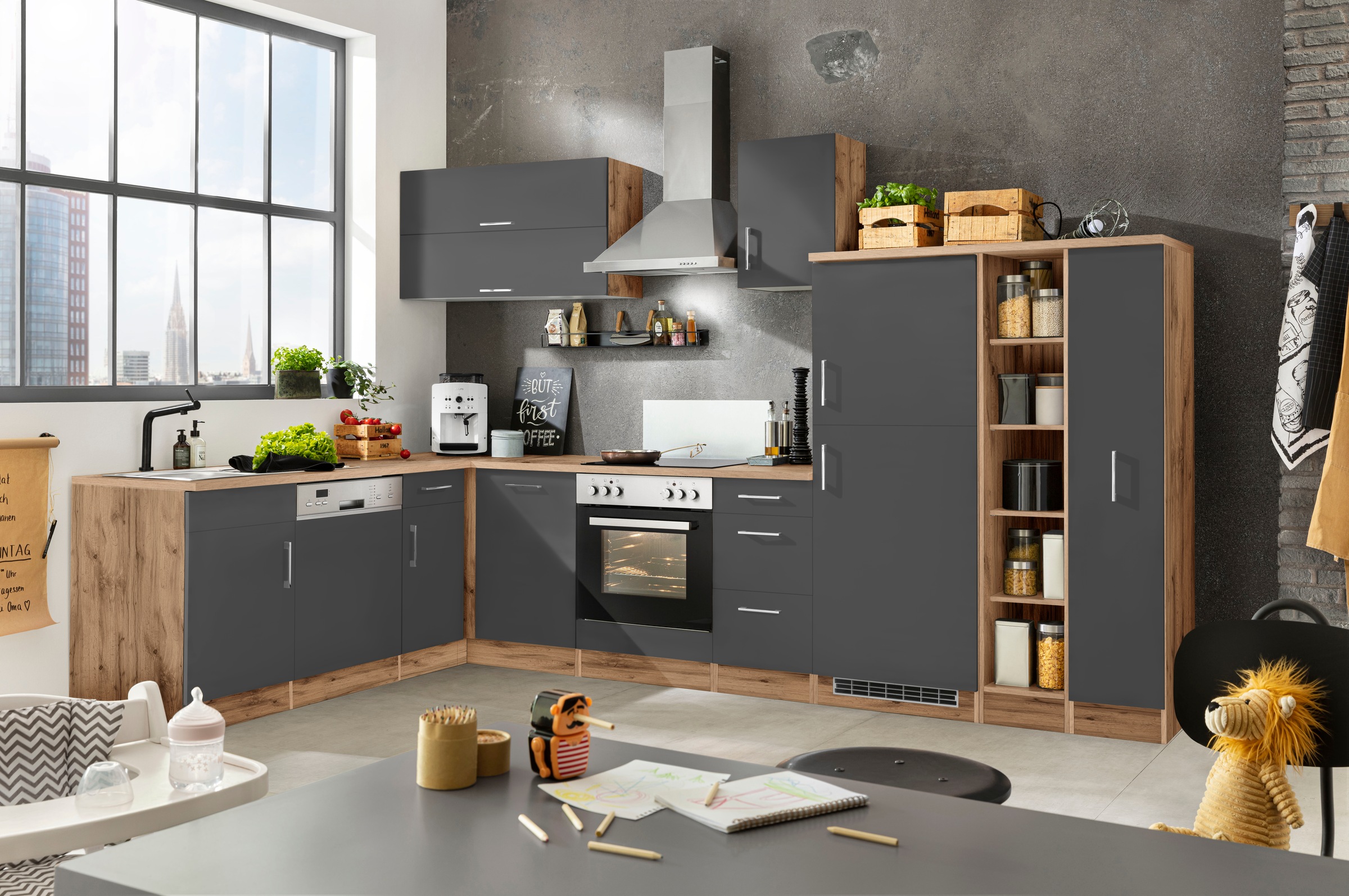 KOCHSTATION Winkelküche "KS-Colmar", ohne E-Geräte, Stellbreite 210/330 cm günstig online kaufen