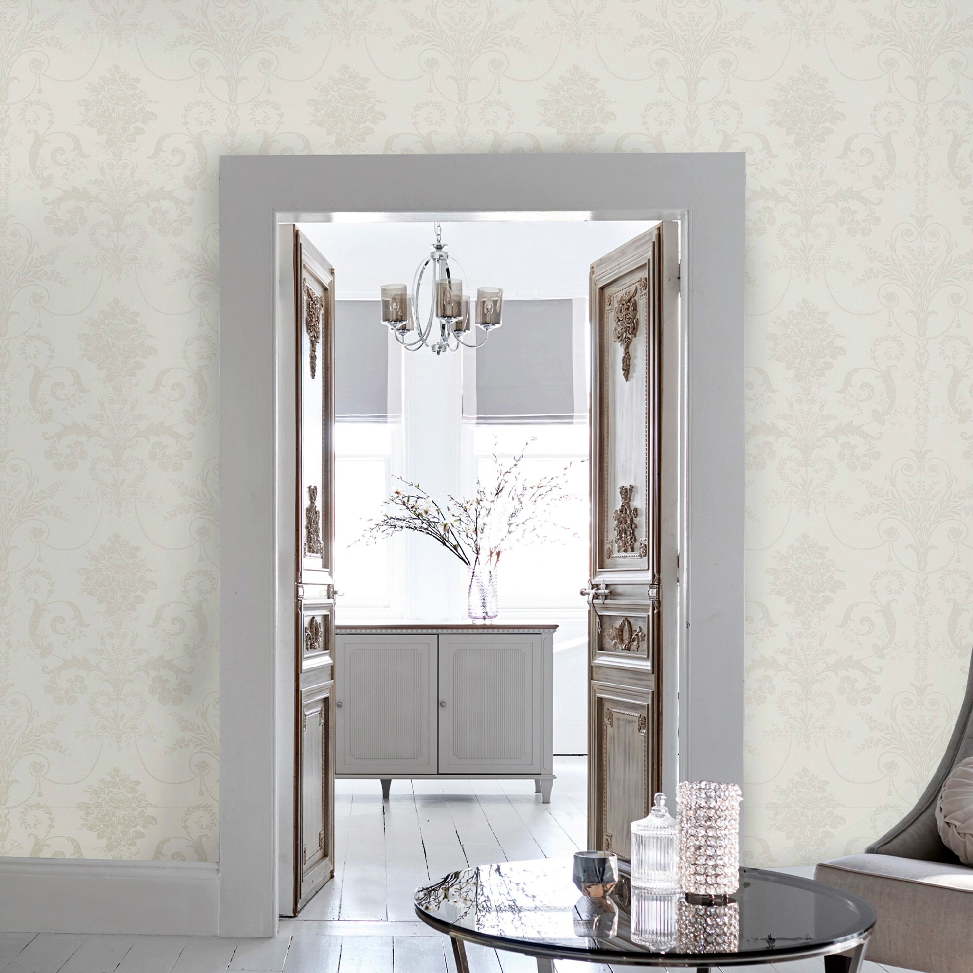 Laura Ashley Vliestapete Josette White 10,05 x 0,52 m günstig online kaufen